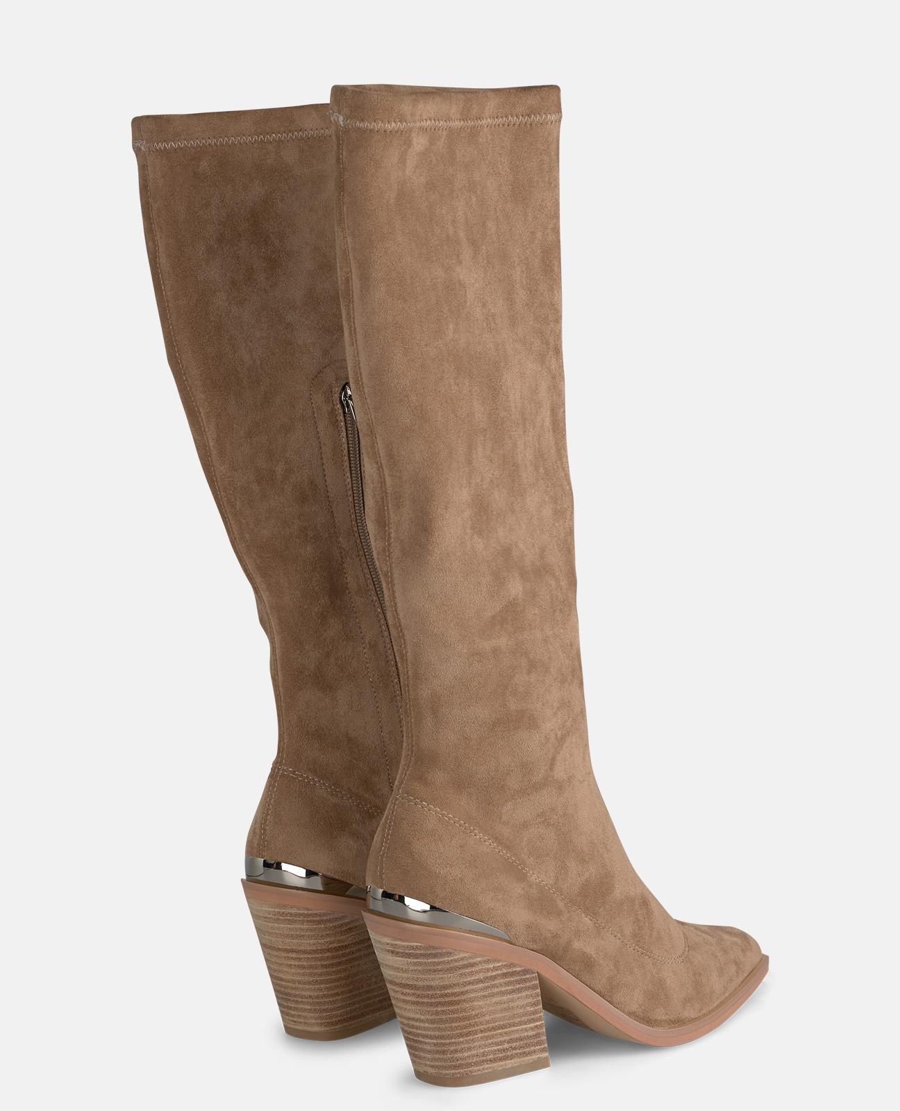Botas básicas de mujer ajustadas con tacón - Alma en Pena - Visón Visón-2