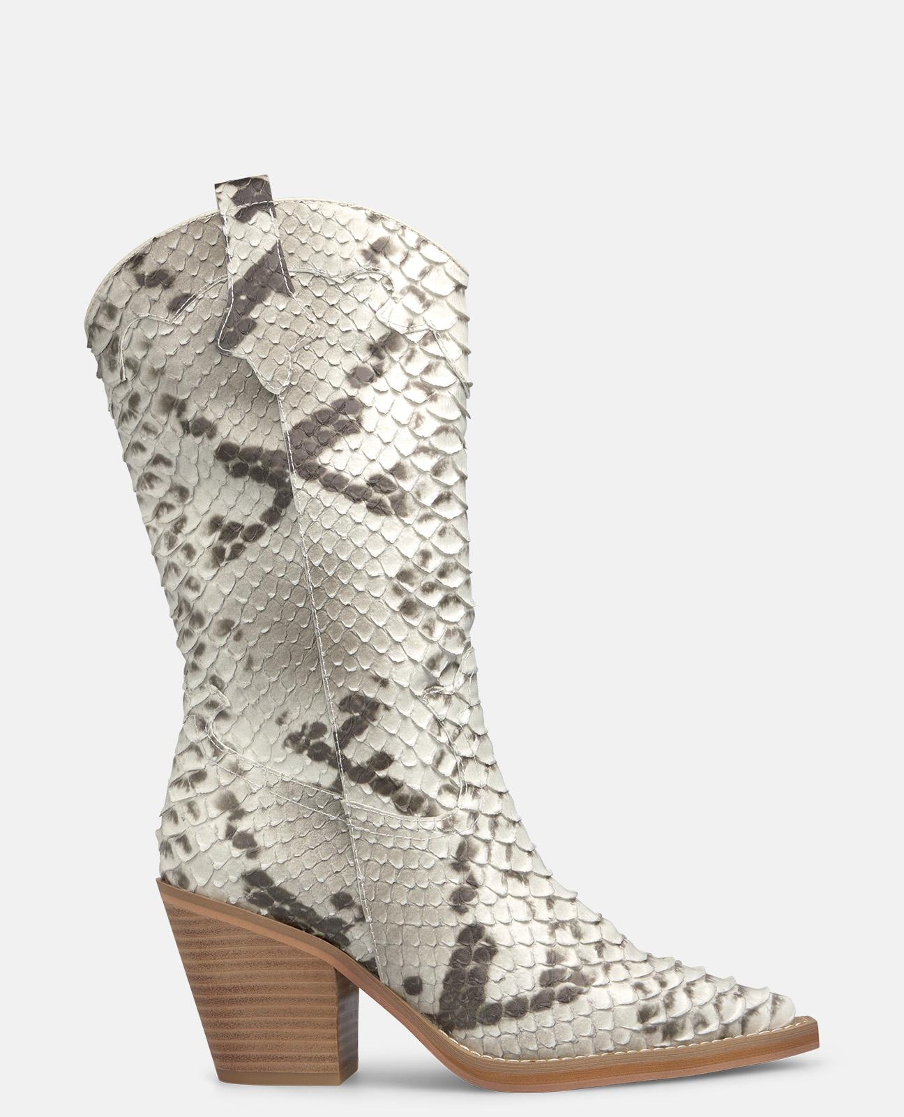 Alma en Pena - Botas cowboy de mujer efecto serpiente con calce fácil mediante pull on.