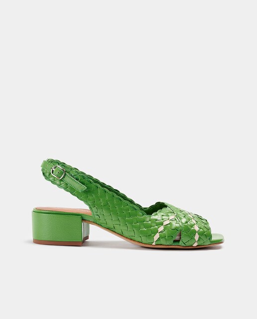 Imagen 0 de Sandalias de tacón de mujer en piel trenzada