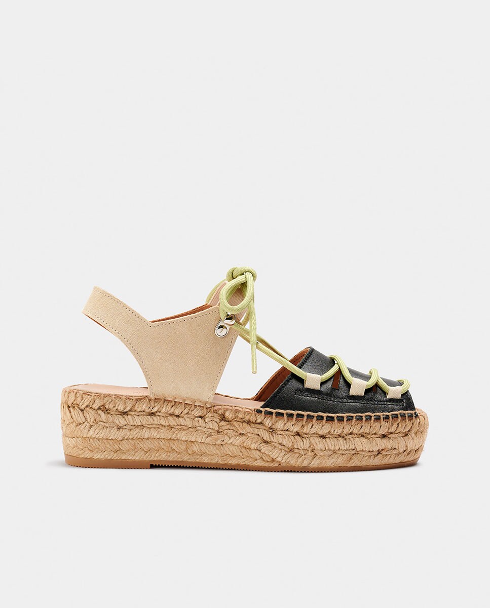 Alpargatas de plataforma de mujer destalonadas con cordones