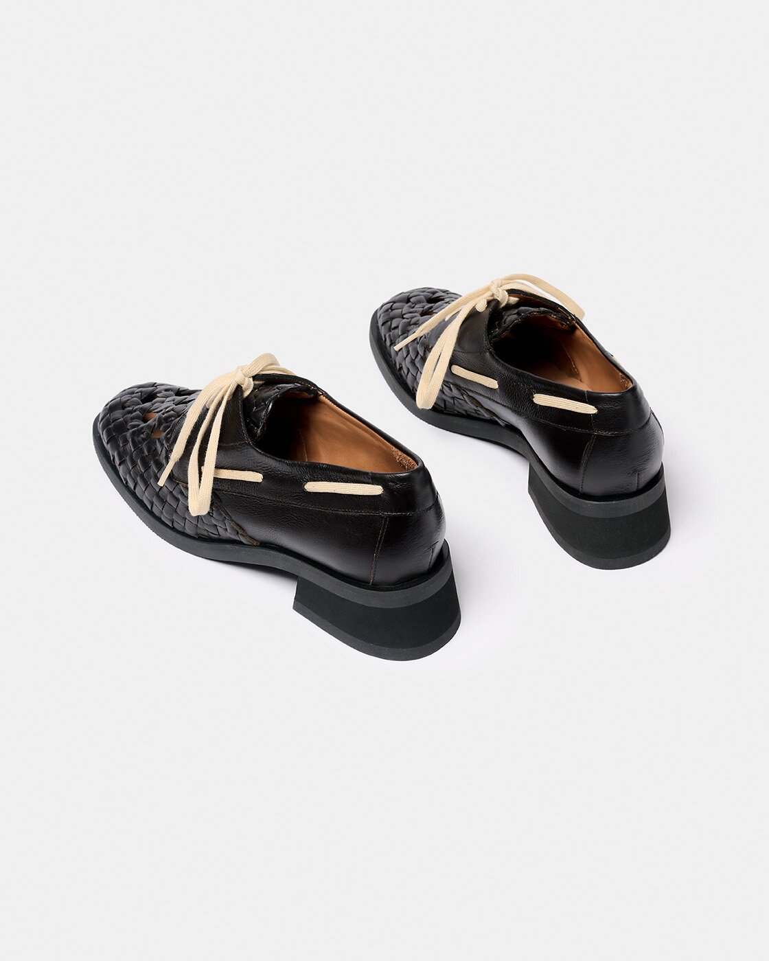 Zapato tipo blucher de mujer de piel con detalles trenzados y cierre de cordones - Naguisa - Marrón oscuro Marrón oscuro-4