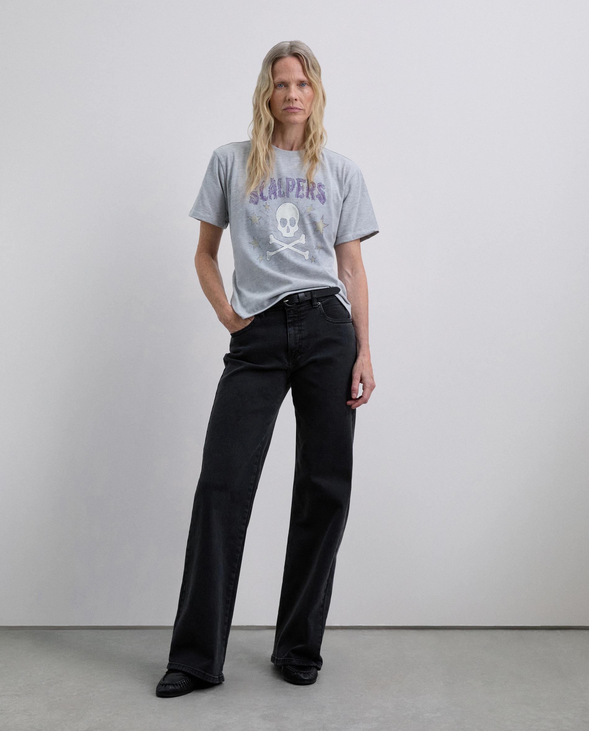 Camiseta de mujer de algodón con detalle de aberturas traseras - Scalpers - Gris Gris-2