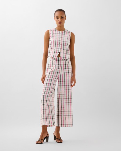 Imagen 0 de Pantalones culotte de mujer regular fit de cuadros