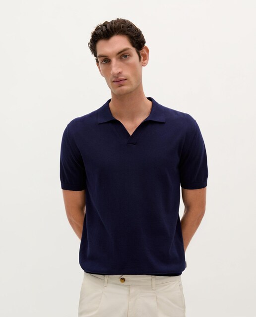 Imagen 0 de Polo de hombre de algodón con cuello pico