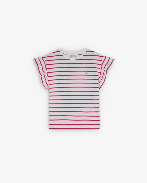 Imagen 0 de Camiseta de niña de algodón con detalle de volantes en mangas