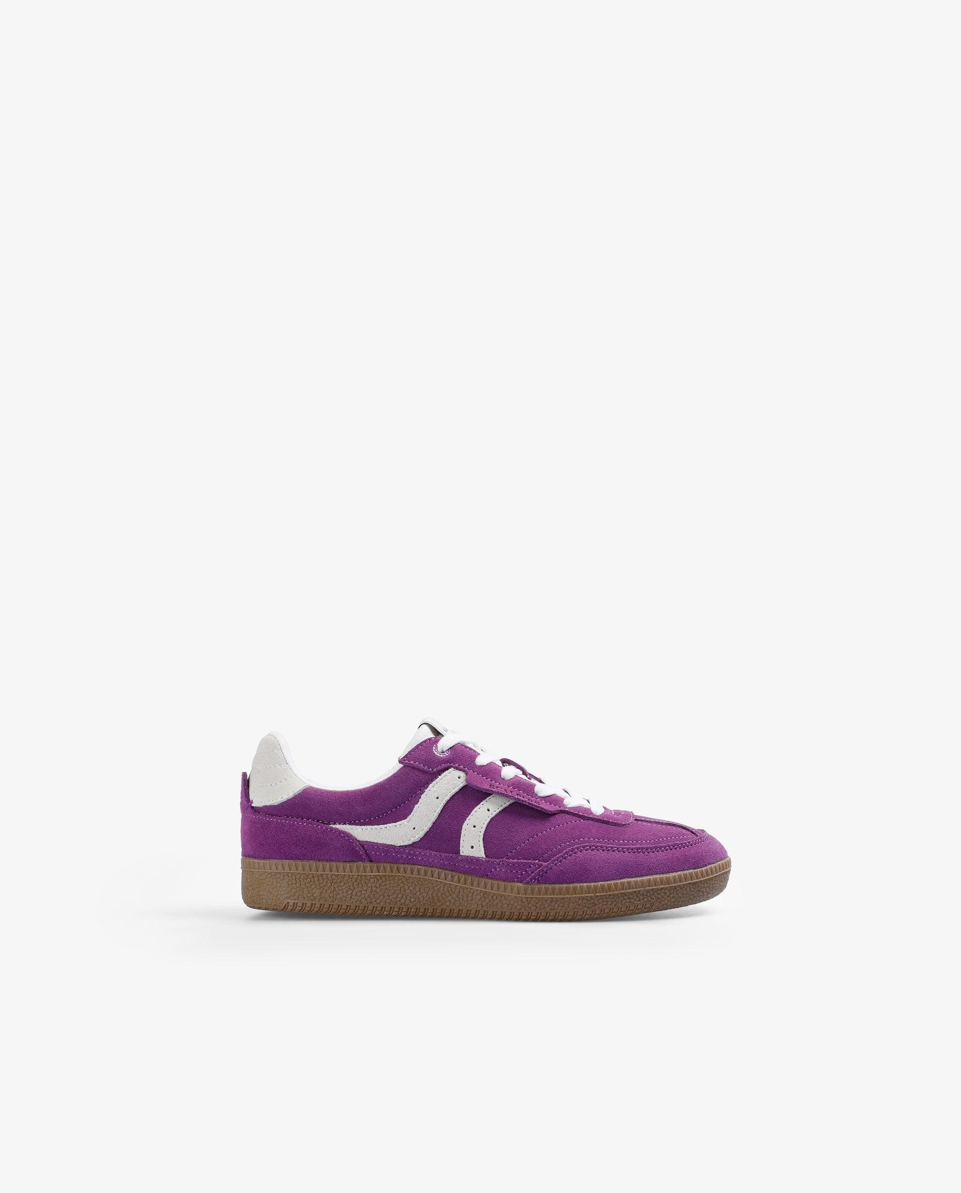 Zapatillas retro de mujer en serraje con detalle de costuras y logo - Scalpers - Purpura Purpura-1