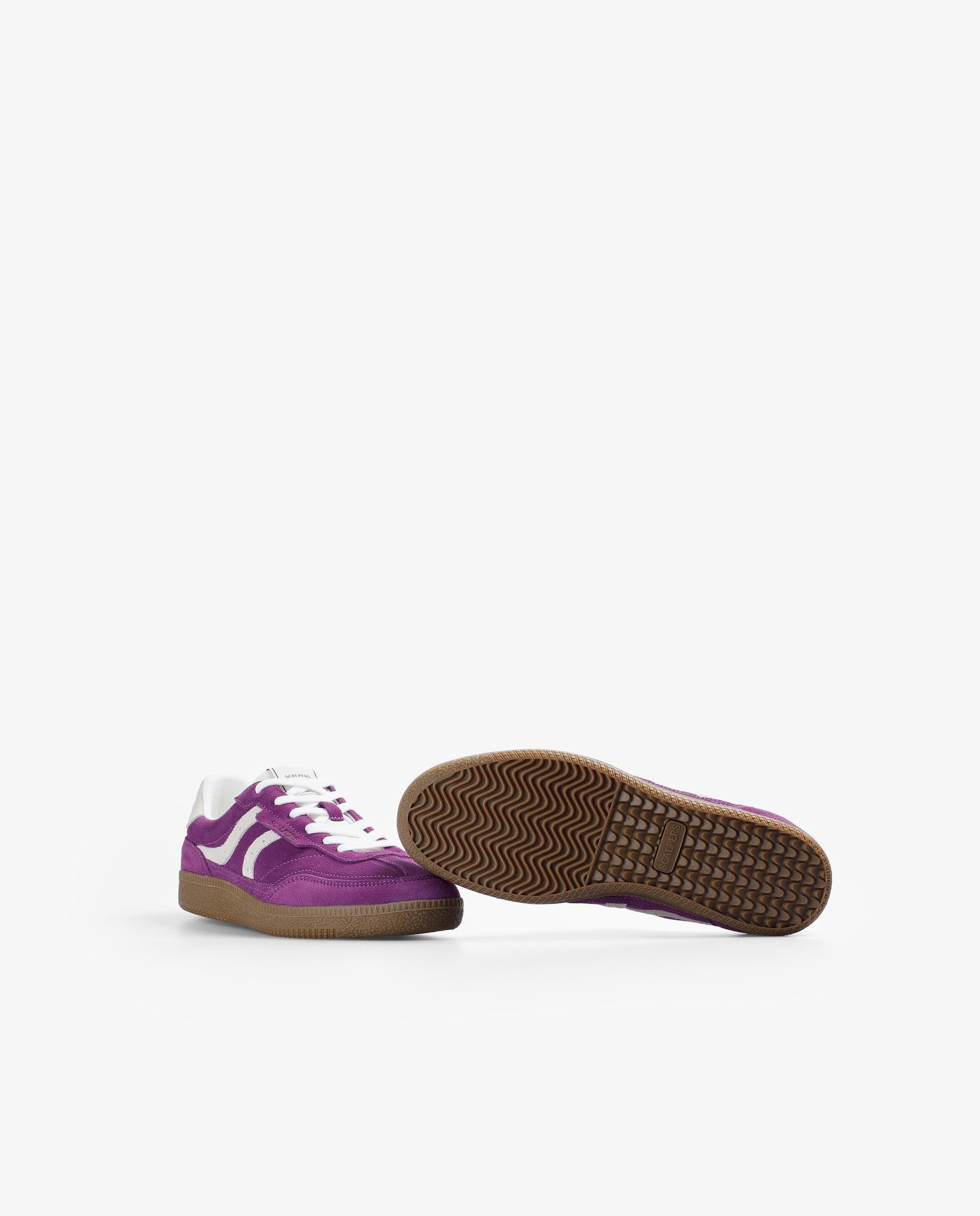 Zapatillas retro de mujer en serraje con detalle de costuras y logo - Scalpers - Purpura Purpura-2