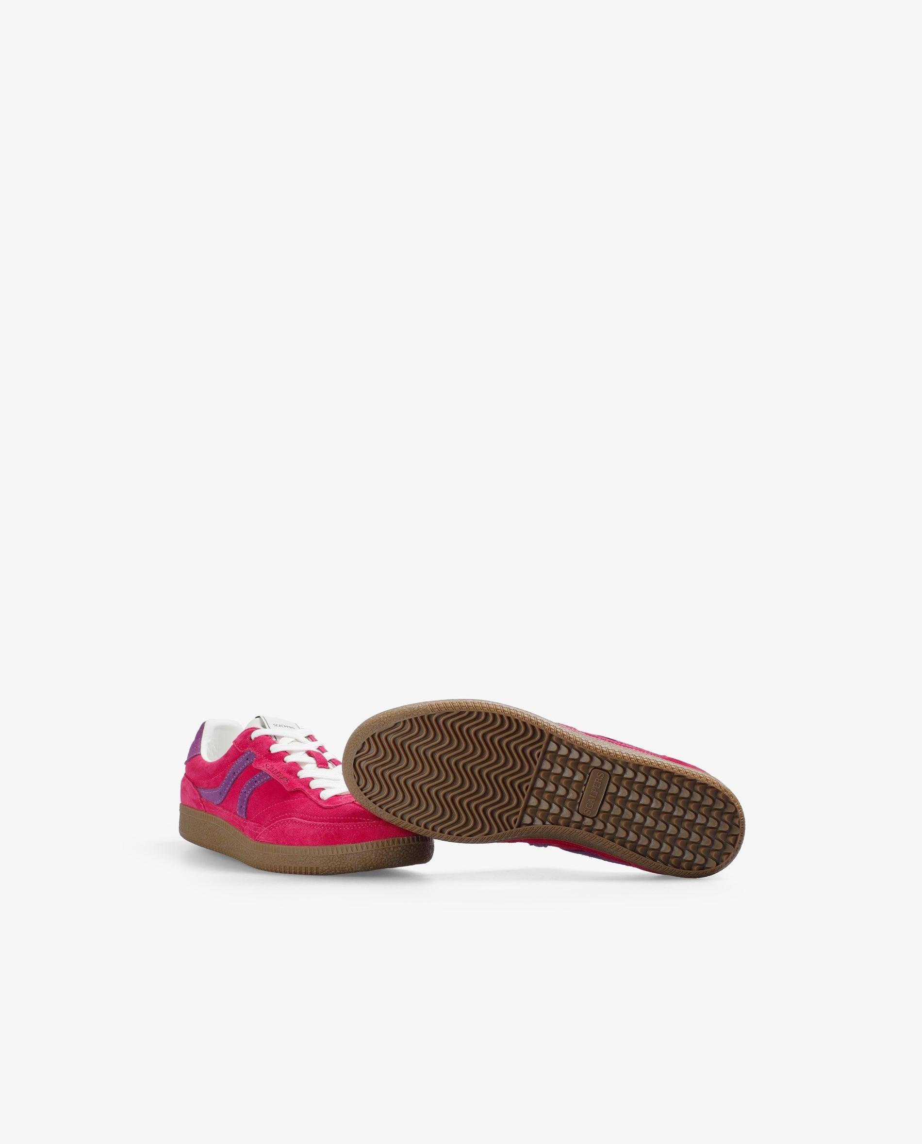 Zapatillas retro de mujer en serraje con detalle de costuras y logo - Scalpers - Rojo Rojo-4