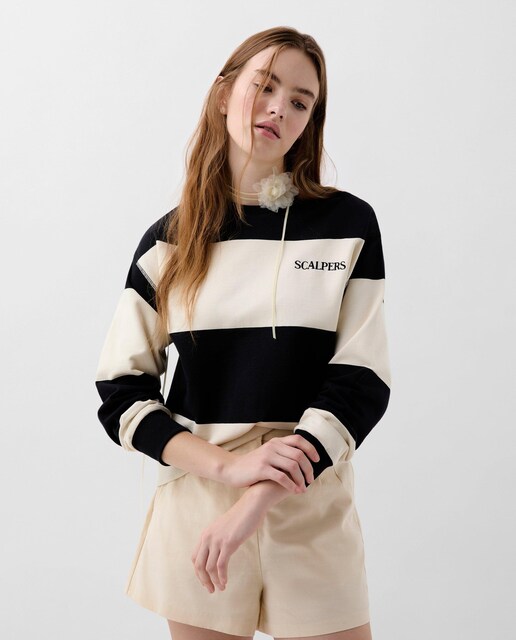 Imagen 0 de Sudadera de mujer de algodón de rayas