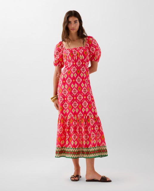 Imagen 0 de Vestido midi con espalda nido de abeja