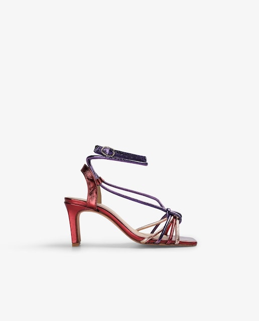 Imagen 0 de Sandalias de tacón de mujer con cierre de hebilla y tiras multicolor