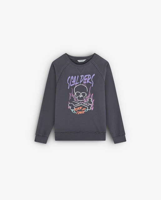 Imagen 0 de Sudadera de niña de algodón con dibujo frontal de calavera