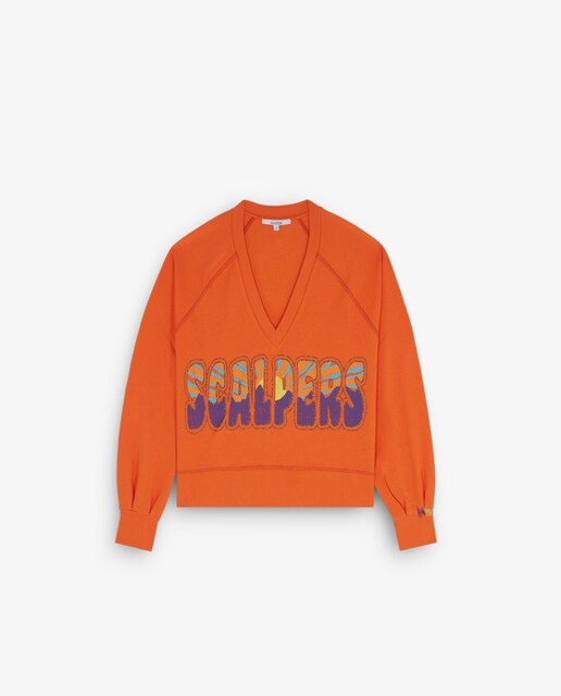 Imagen 0 de Sudadera de mujer de algodón con escote pico