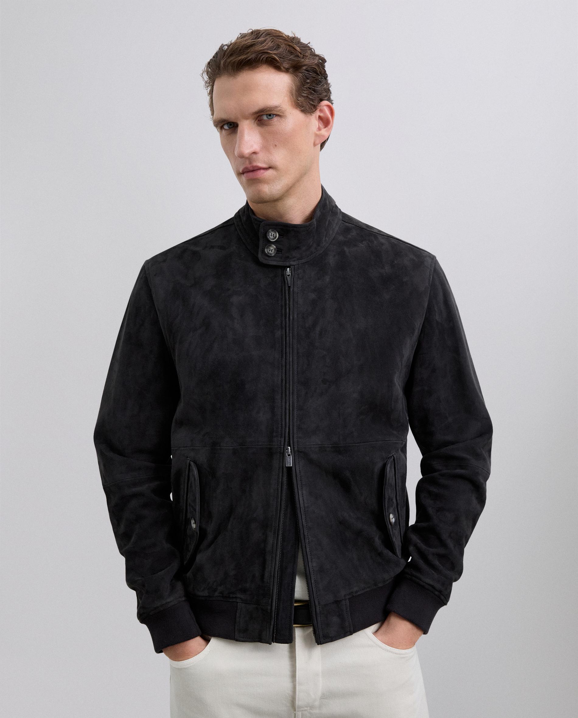 Chaqueta de piel de hombre ajustada con bolsillos frontales - Scalpers - Navy Navy-3