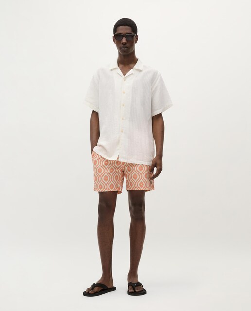 Imagen 0 de Bañador bermudas de hombre con cintura elástica y estampado geométrico
