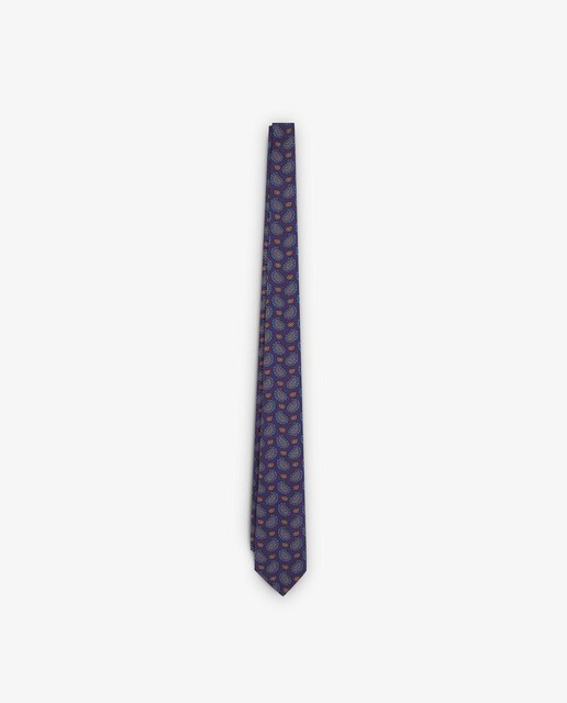 Imagen 0 de Corbata de hombre en seda con estampado paisley a contraste