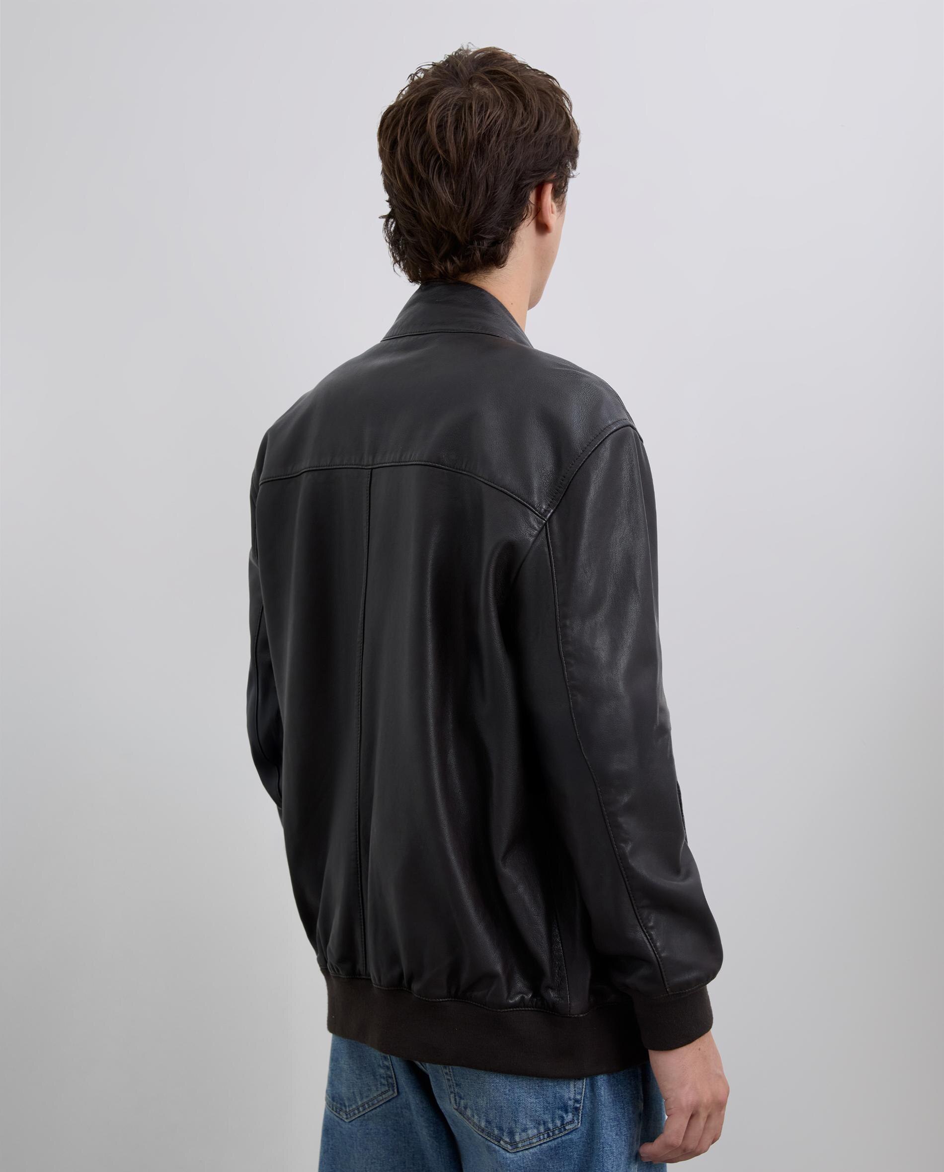 Chaqueta de piel de hombre con cuello elevado y puños acanalados - Scalpers - Marrón oscuro Marrón oscuro-2