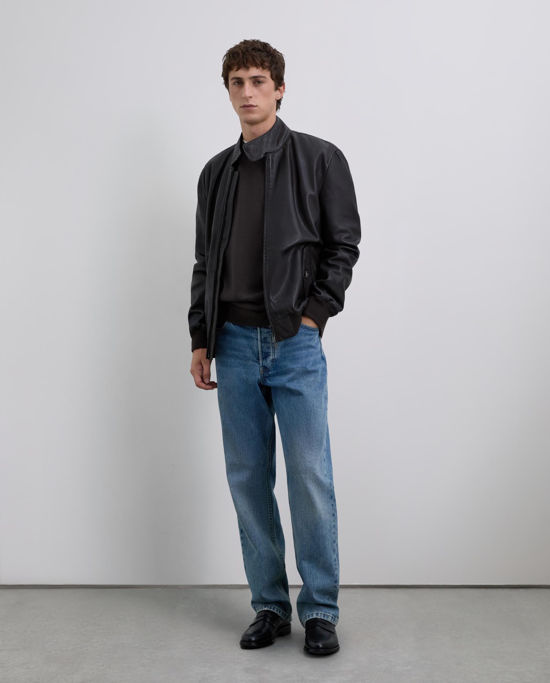 Chaqueta de piel de hombre con cuello elevado y puños acanalados - Scalpers - Marrón oscuro Marrón oscuro-3