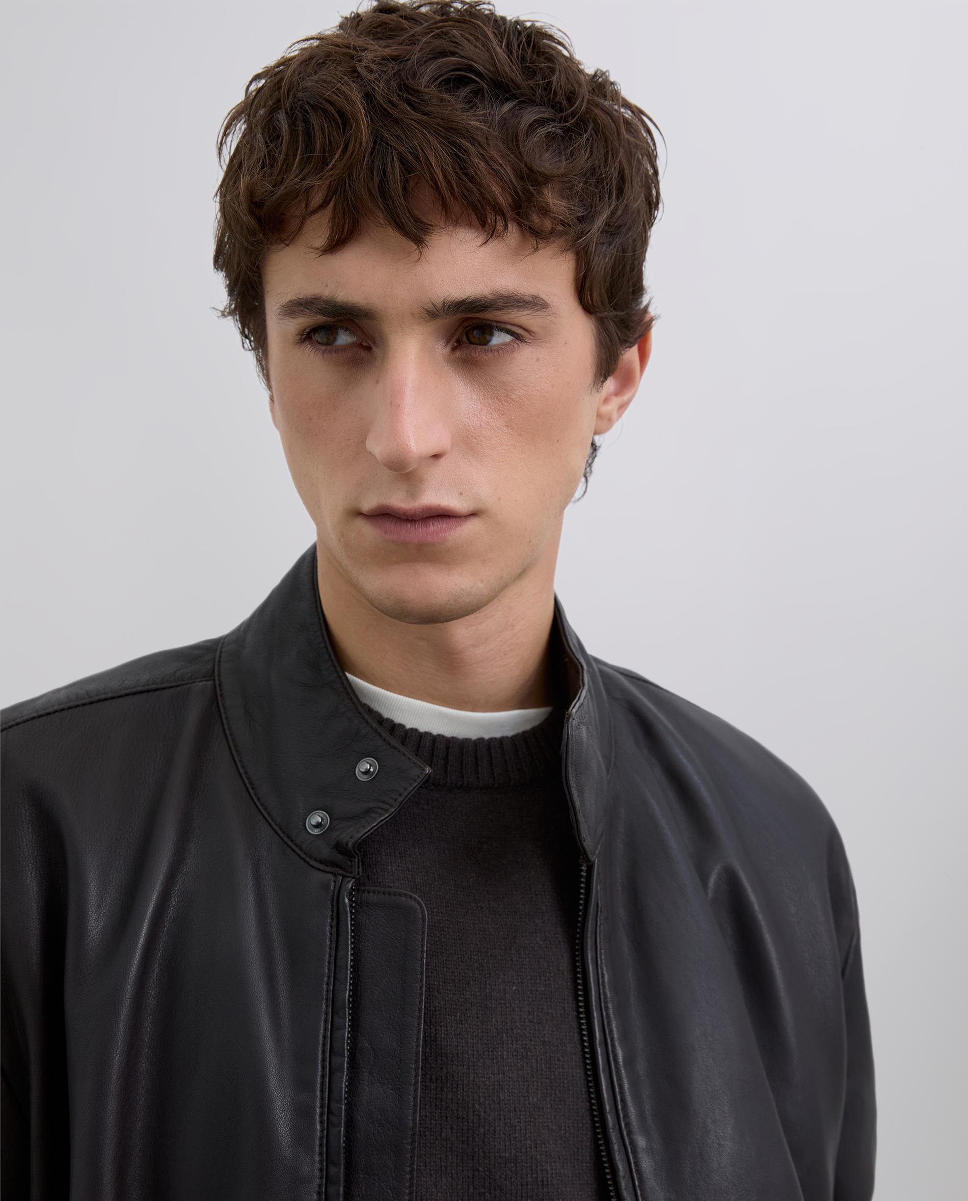 Chaqueta de piel de hombre con cuello elevado y puños acanalados - Scalpers - Marrón oscuro Marrón oscuro-5
