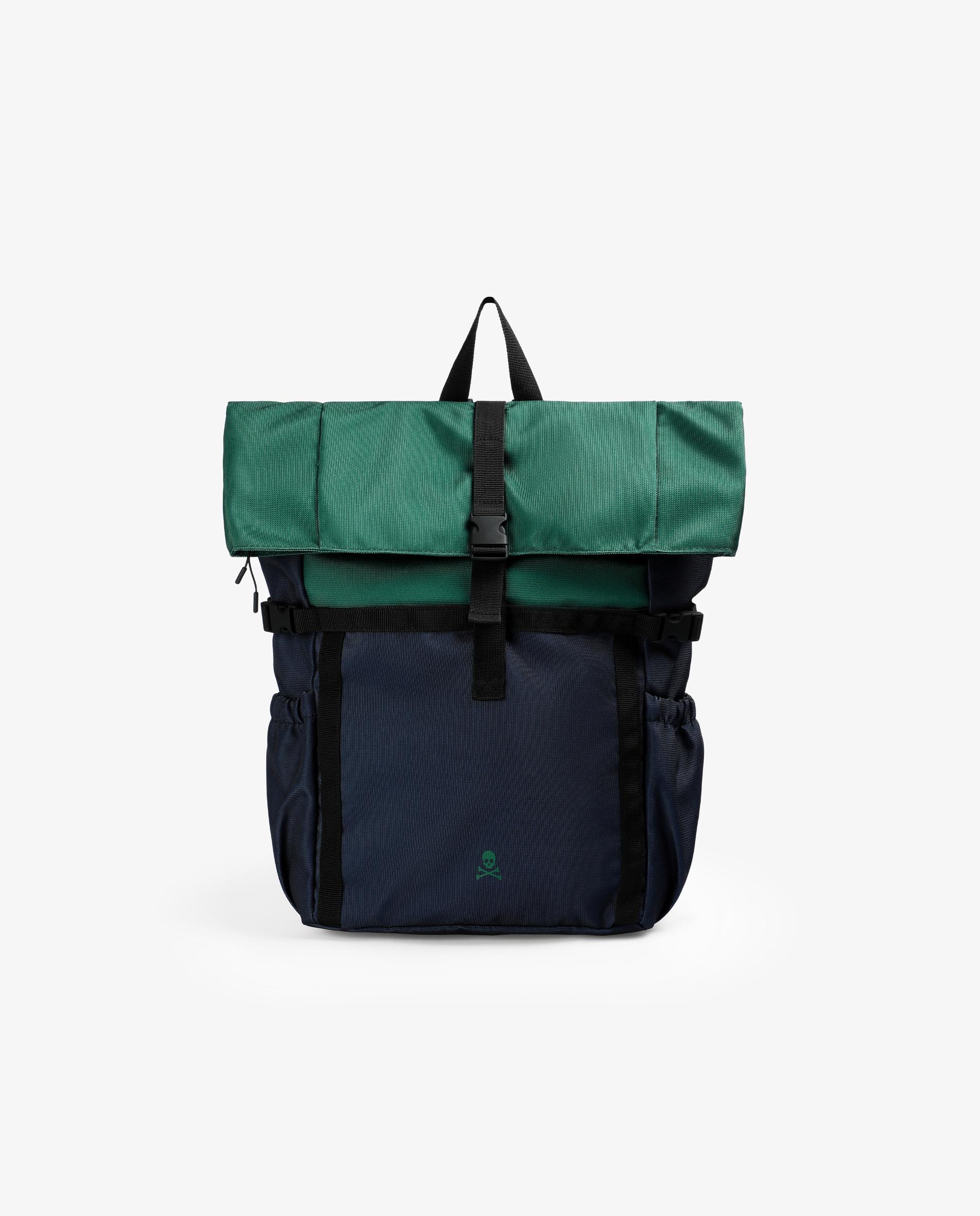 Imagen 0 de Mochila de hombre con cierre de solapa y clip ajustable Azul marino / Verde