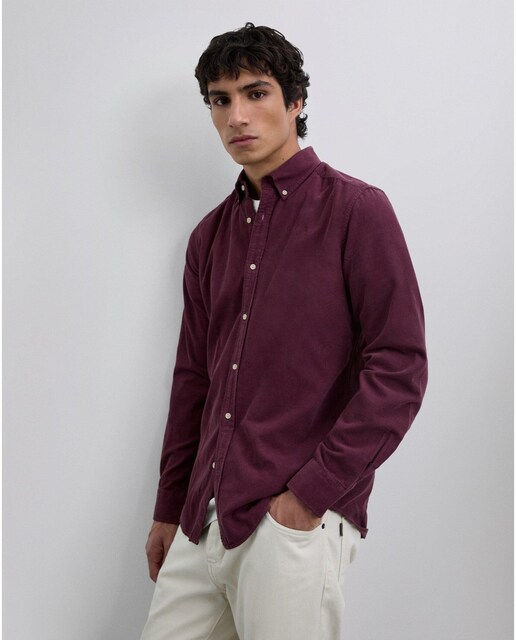 Imagen 0 de Camisa de hombre de manga larga y cuello clásico con logo bordado a tono