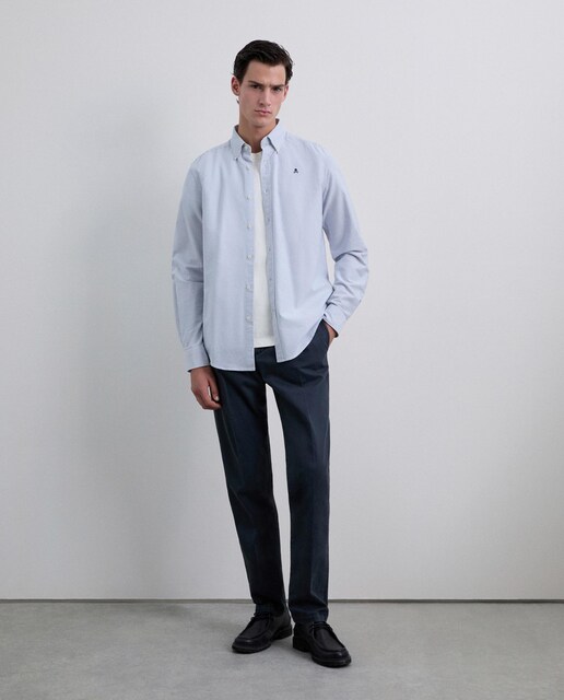 Imagen 0 de Camisa de hombre de rayas de algodón