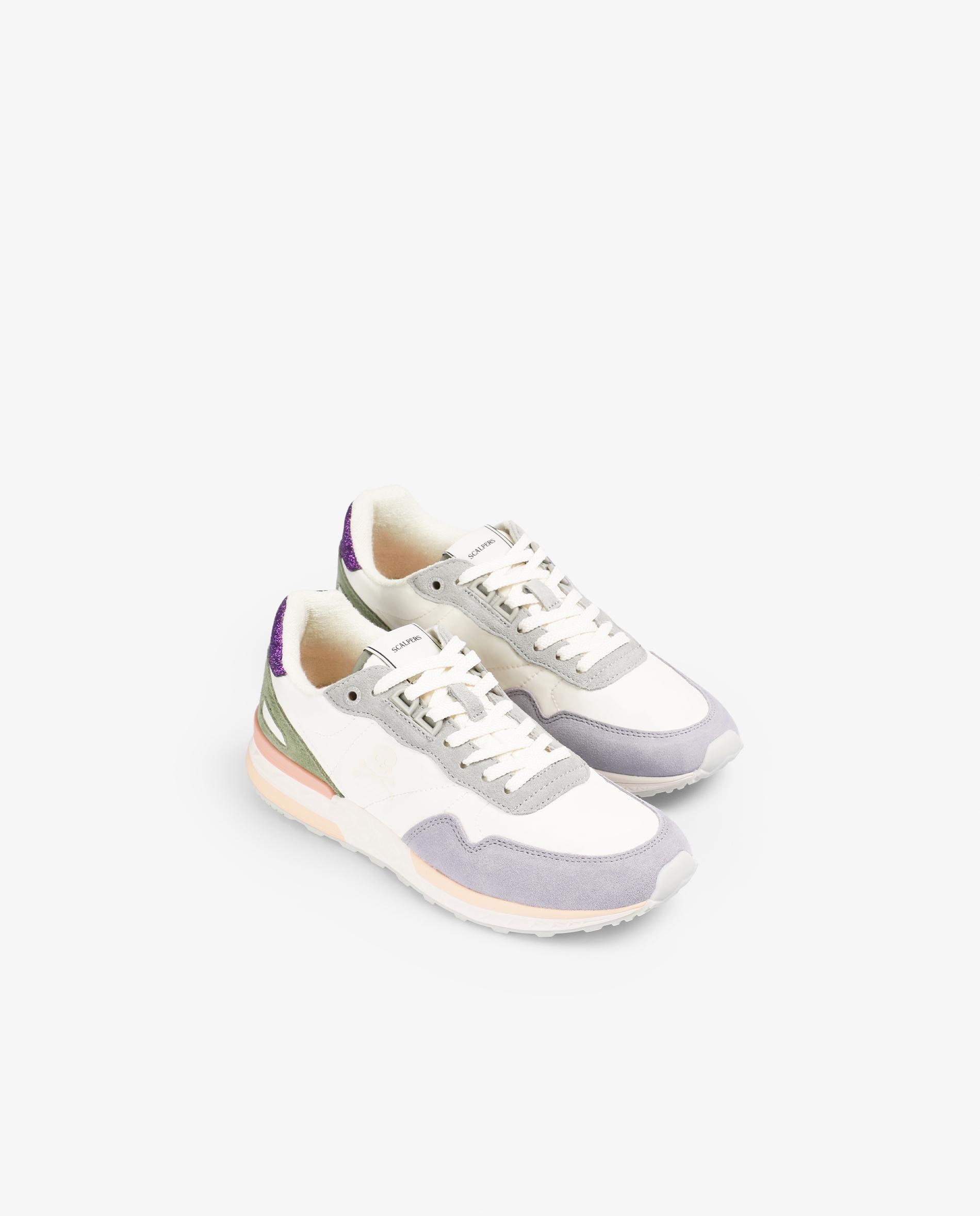 Zapatillas deportivas de mujer con refuerzos en contraste - Scalpers - Blanco Blanco-2