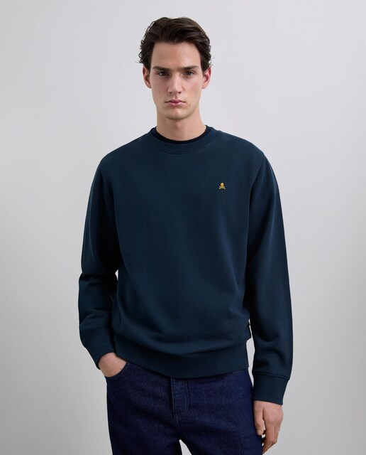 Imagen 0 de Sudadera de hombre sin capucha regular fit con cuello redondo, mangas y cintura acabados en rib