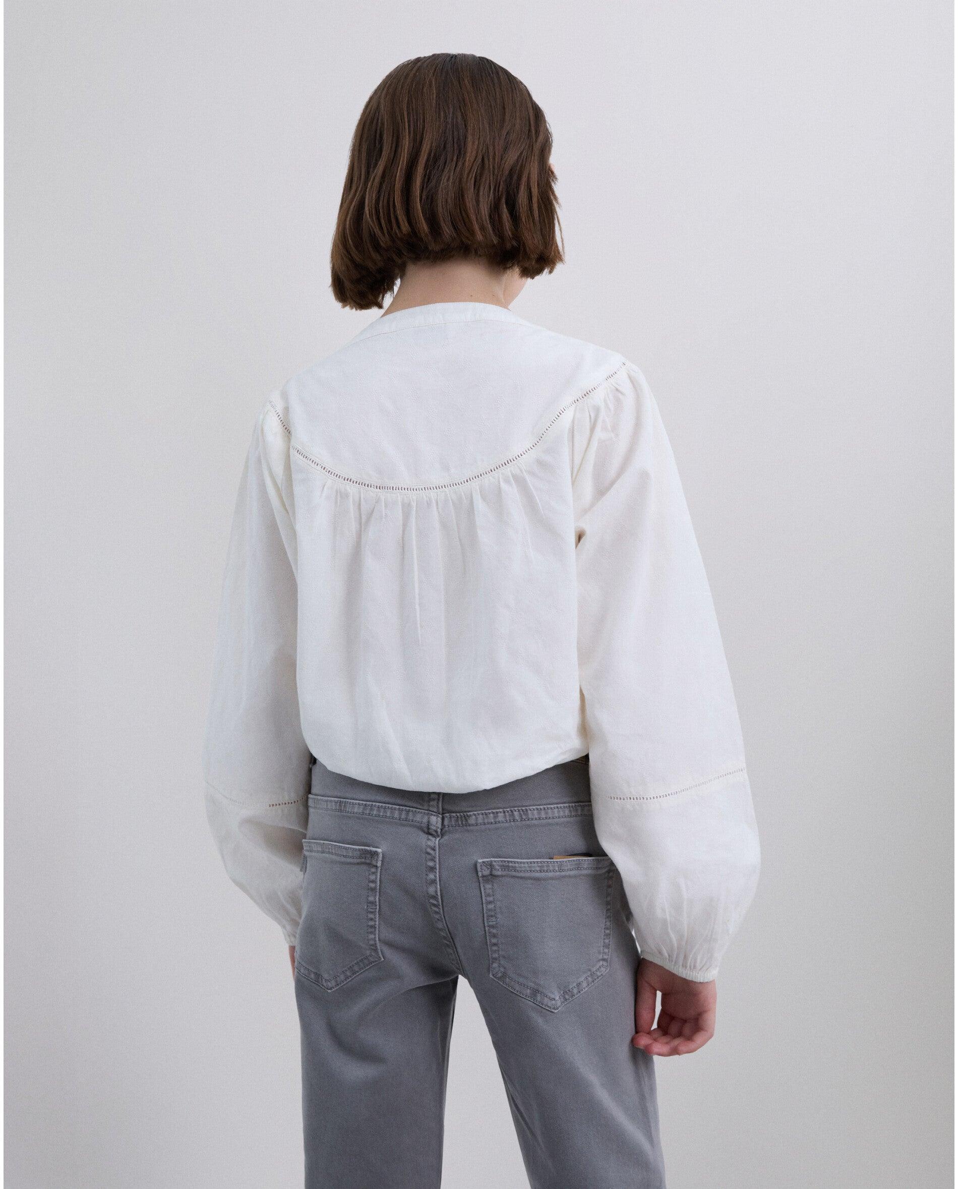Blusa de niña de manga larga con detalles troquelados - Scalpers - Blanco Blanco-3