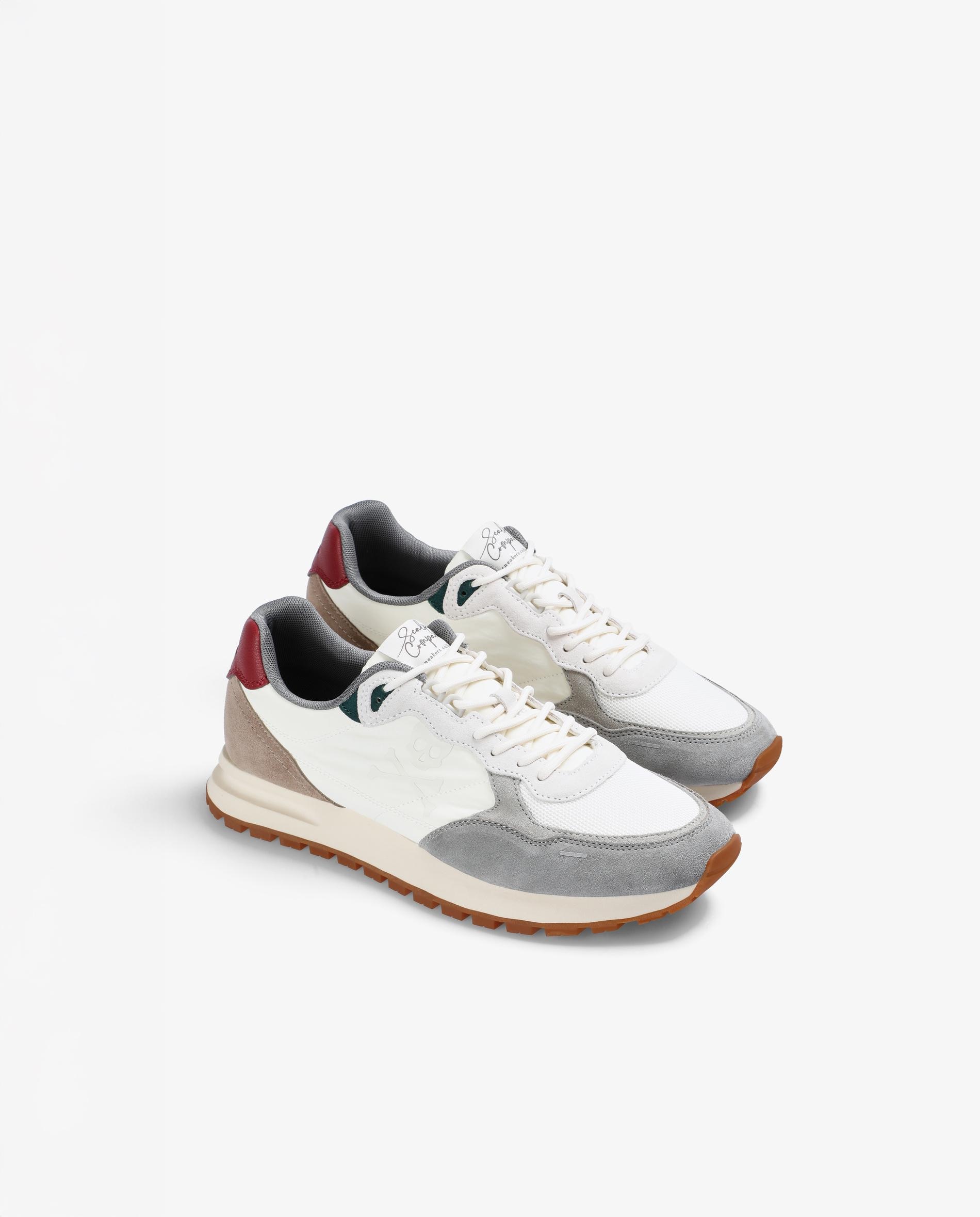 Zapatillas deportivas de hombre estilo running con contrastes - Scalpers - Blanco / Burdeos Blanco / Burdeos-3