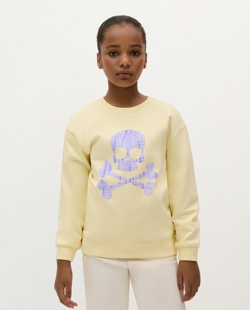 Imagen 0 de Sudadera de niña de algodón con acabados en ribs