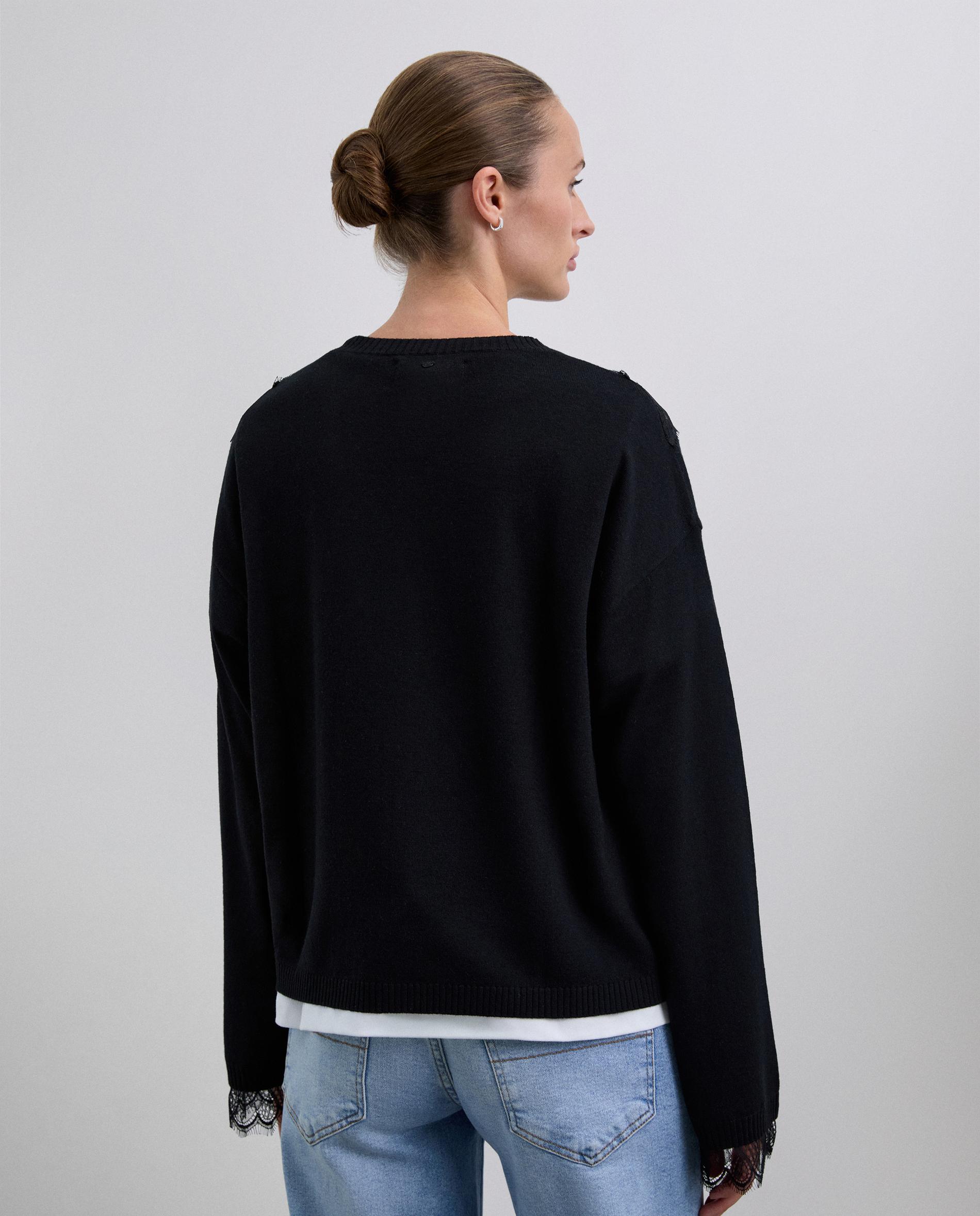Jersey de mujer de lana con encaje - Scalpers - Negro Negro-2