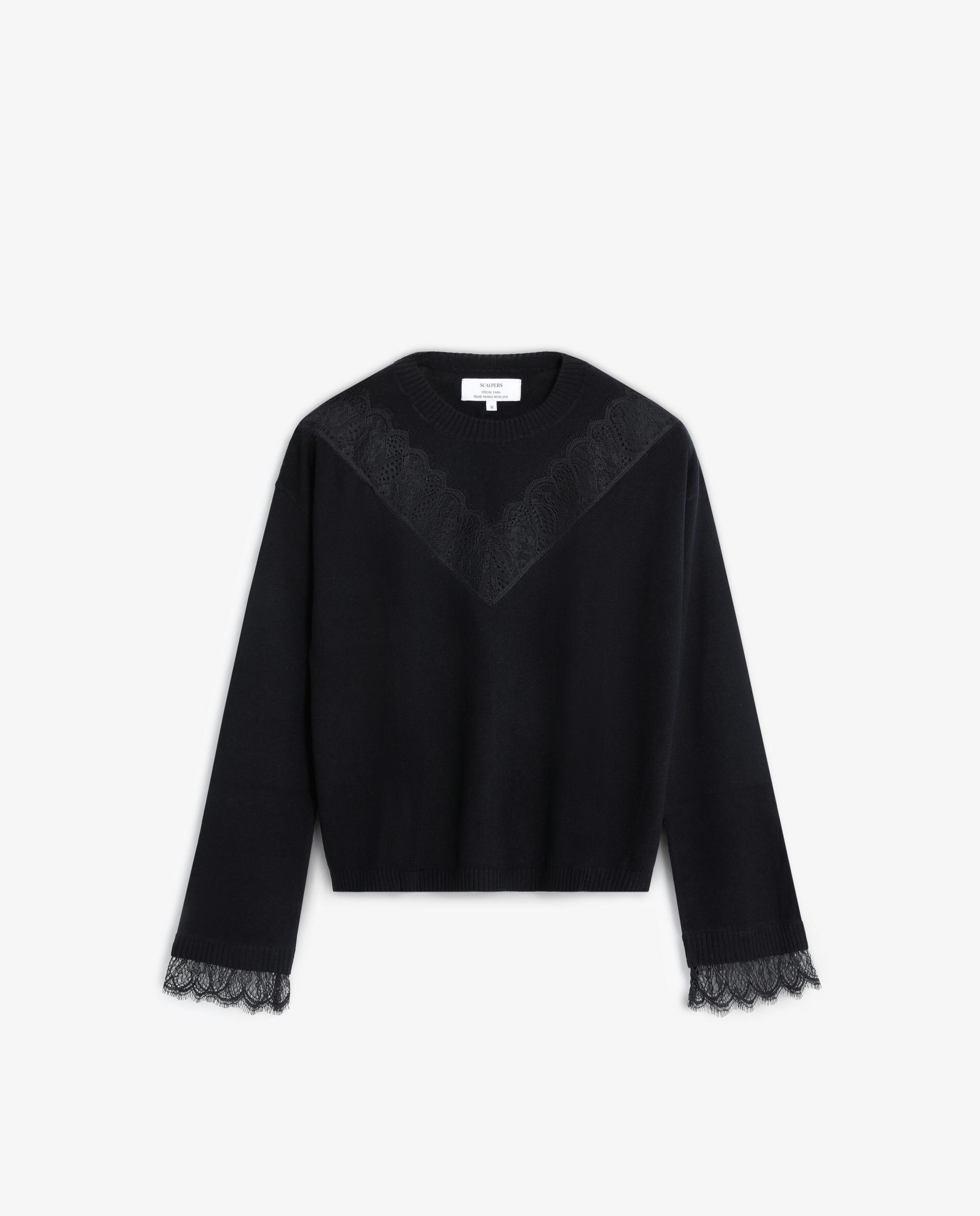 Jersey de mujer de lana con encaje - Scalpers - Negro Negro-6