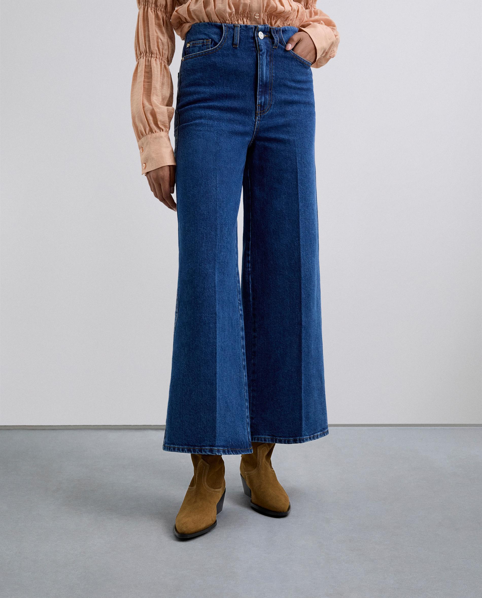 Vaquero recto de mujer corte culotte con cintura alta - Scalpers - Azul índigo Azul índigo-2