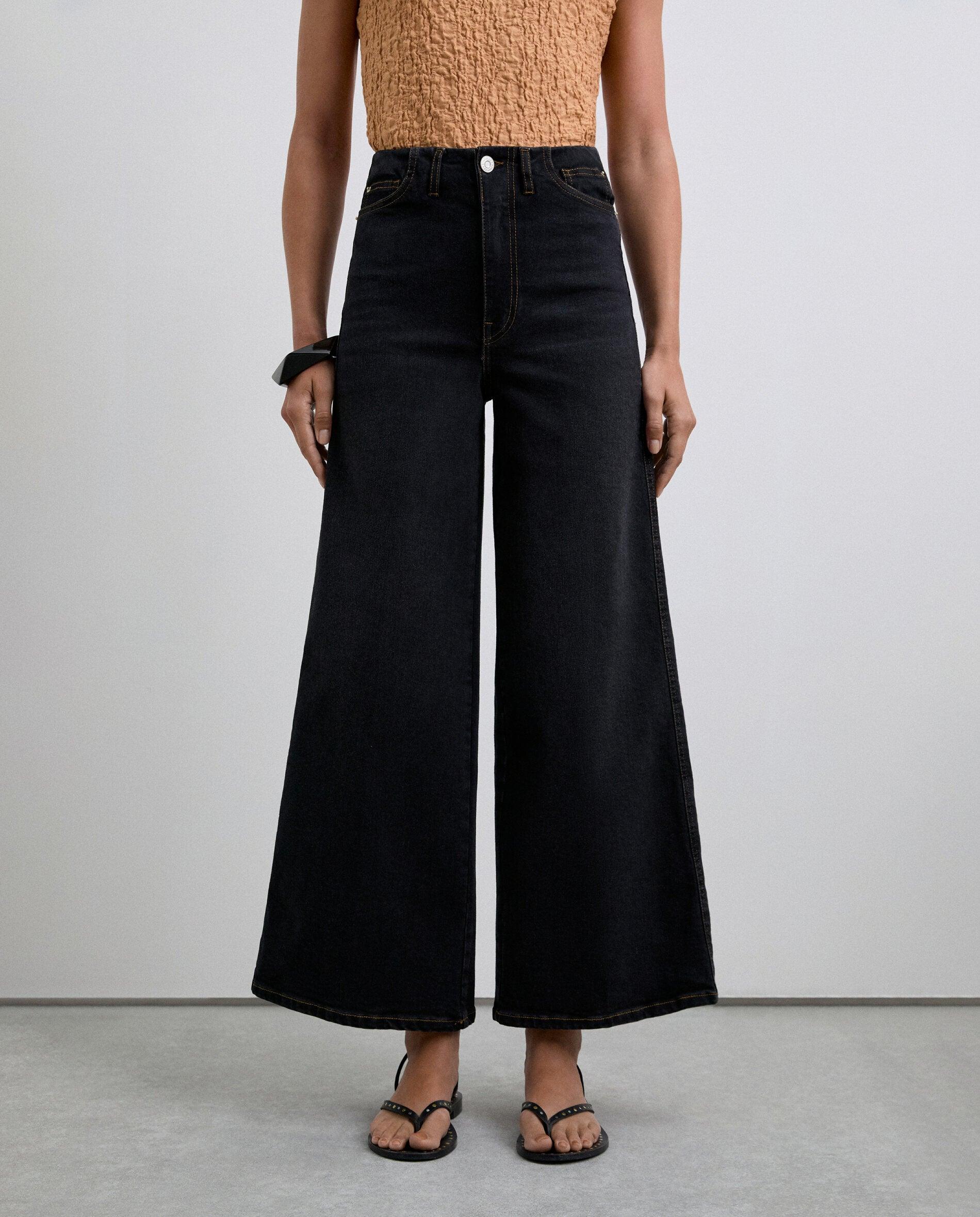 Vaquero recto de mujer corte culotte con cintura alta - Scalpers - Negro Negro-2