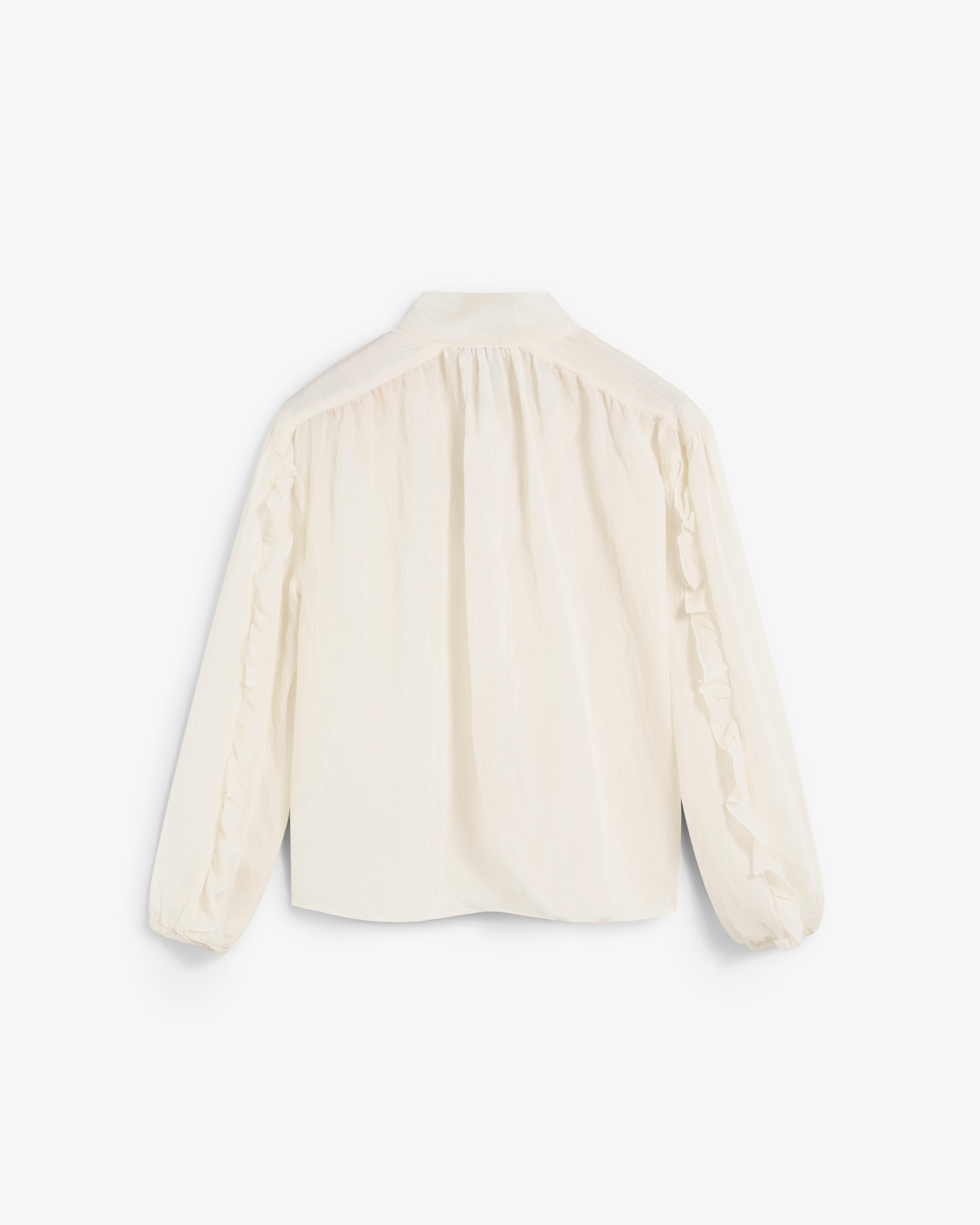 Blusa de mujer con lazada y volantes en manga - Scalpers - Crudo Crudo-5