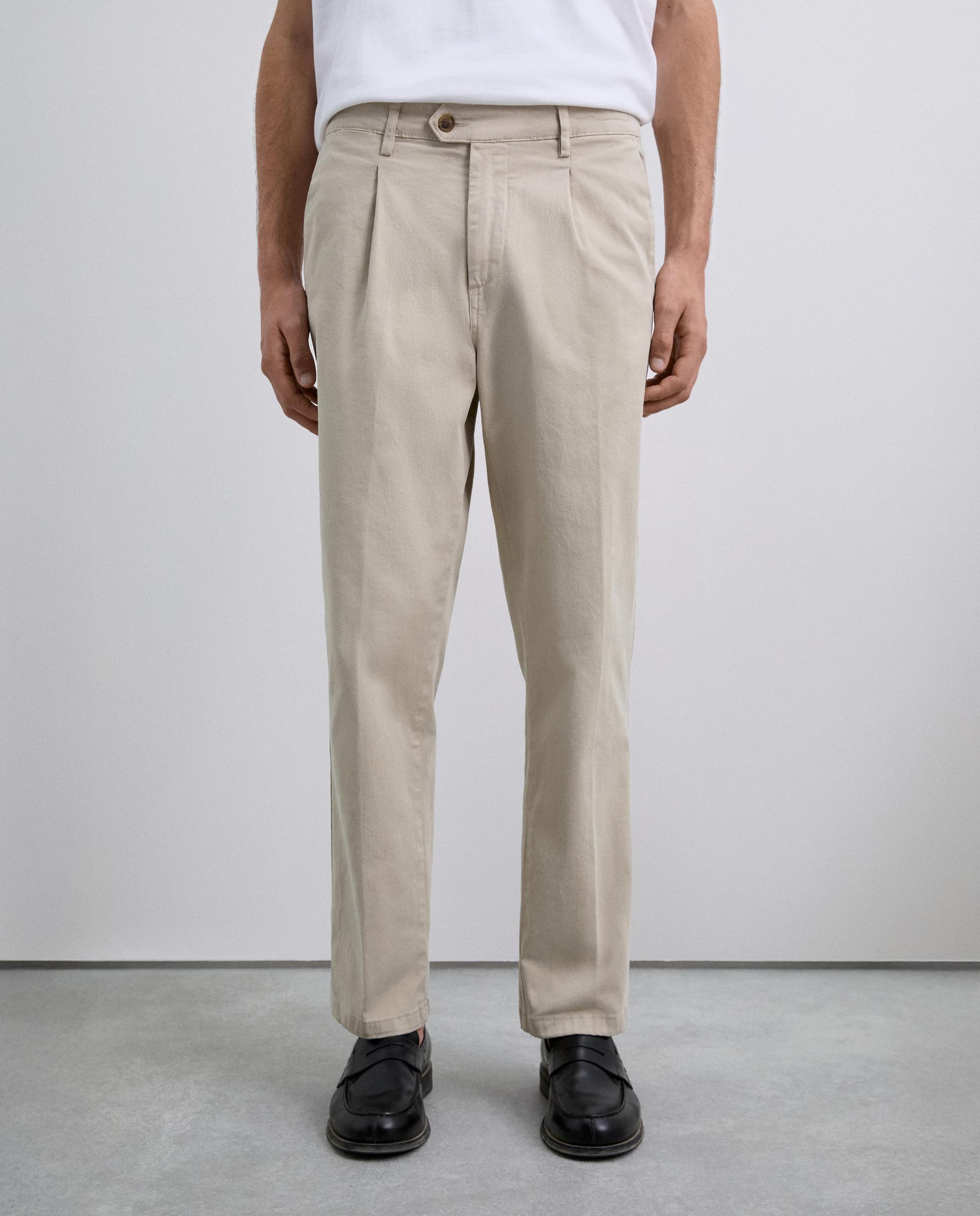 Chino de hombre de algodón con pinzas - Scalpers - Beige Beige-2