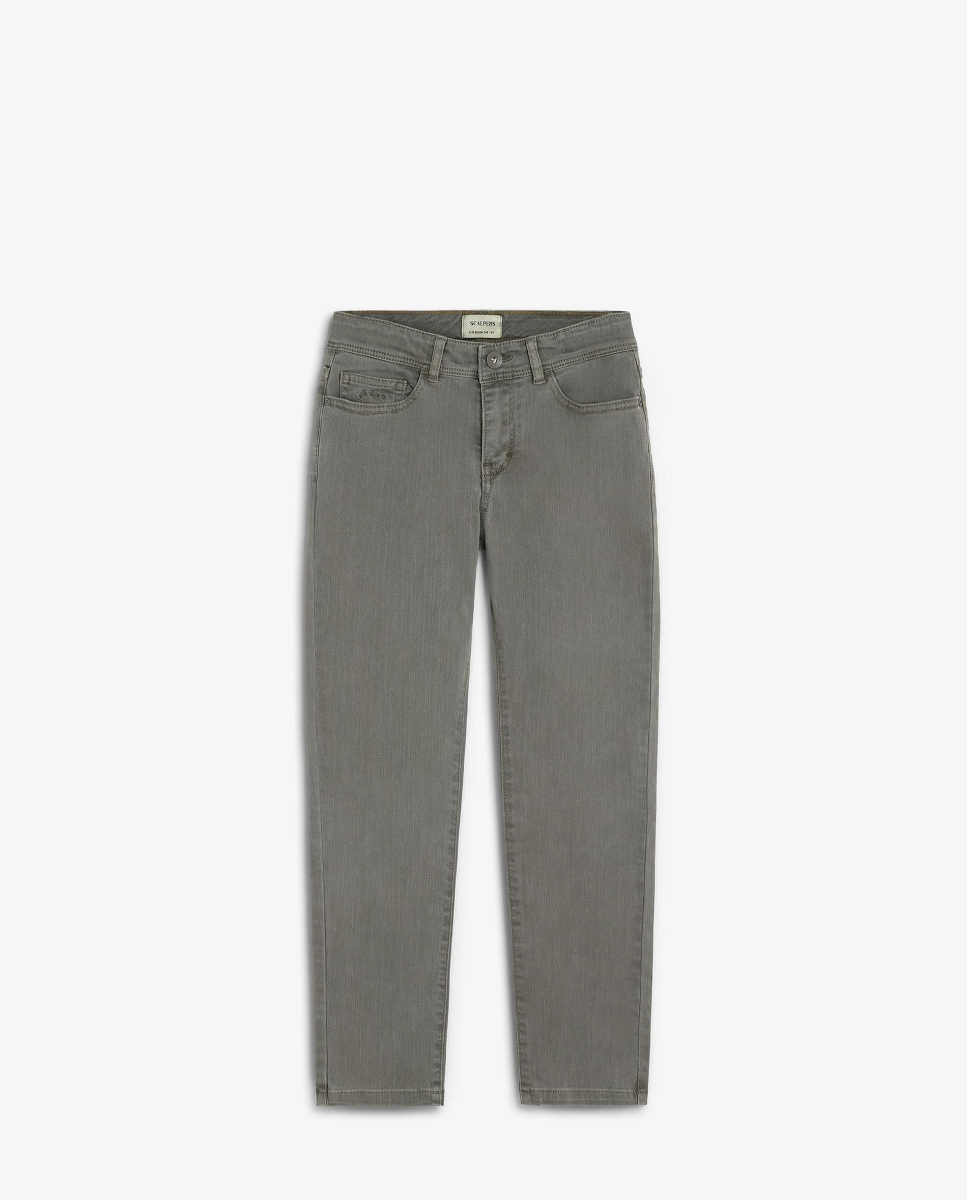 Pantalón cinco bolsillos de niño en algodón con trabillas - Scalpers - Kaki Kaki-1