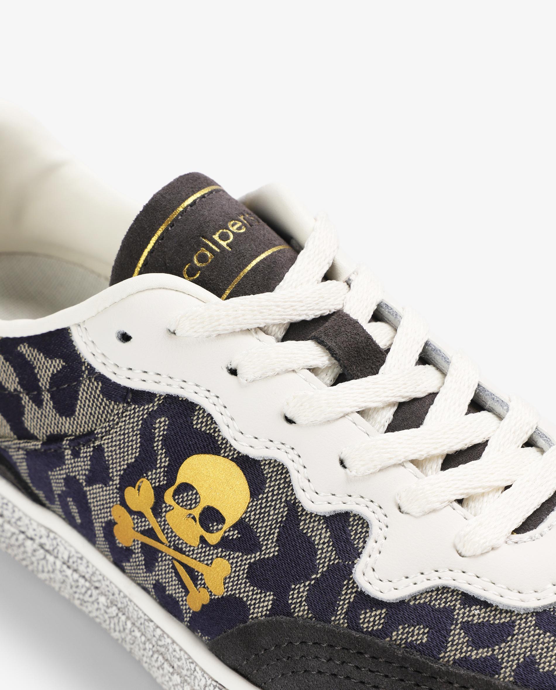 Zapatillas bajas de niña con calavera lateral a contraste y estampado animal print - Scalpers - Multicolor Multicolor-6