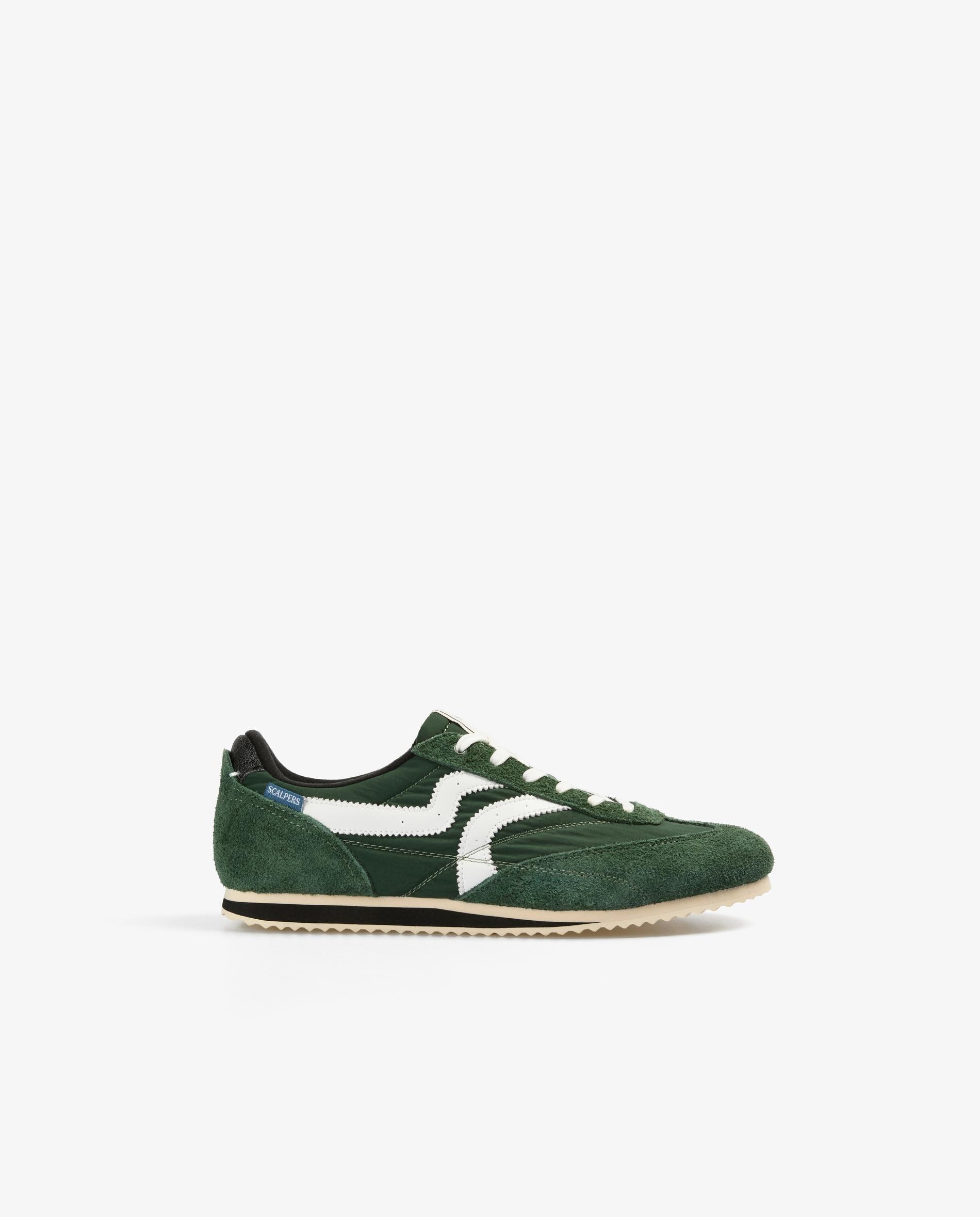 Imagen 0 de Zapatillas retro de hombre en ante con cordones blancos Verde