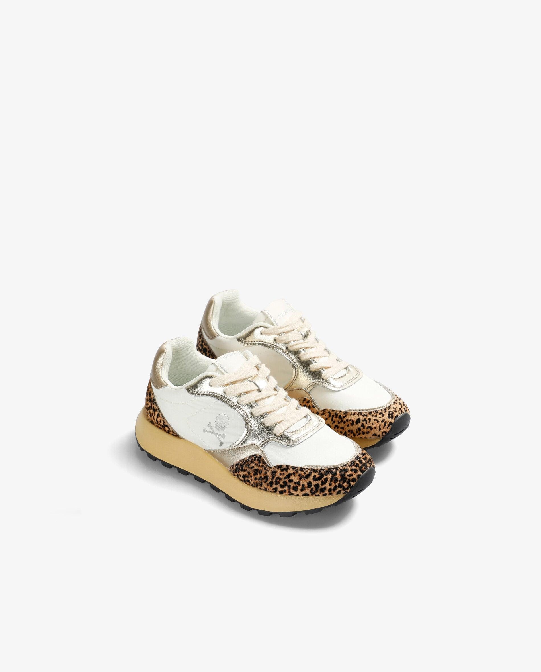 Zapatillas deportivas de mujer combinadas con cordones - Scalpers - Blanco/Marrón Blanco/Marrón-3