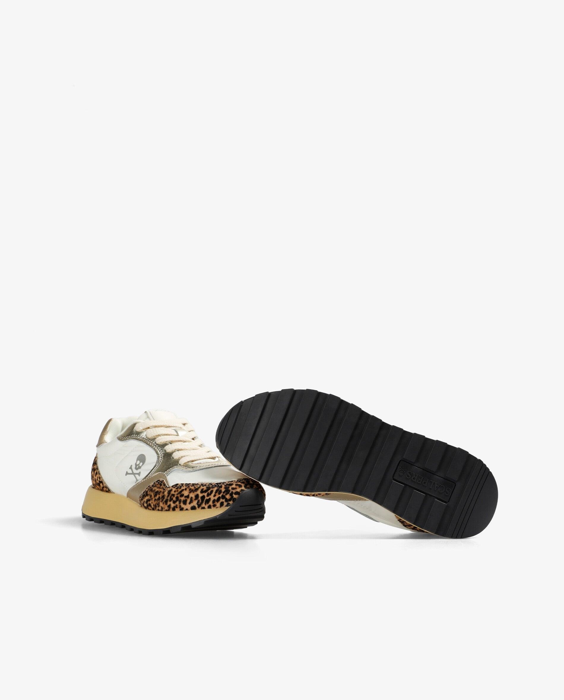 Zapatillas deportivas de mujer combinadas con cordones - Scalpers - Blanco/Marrón Blanco/Marrón-4