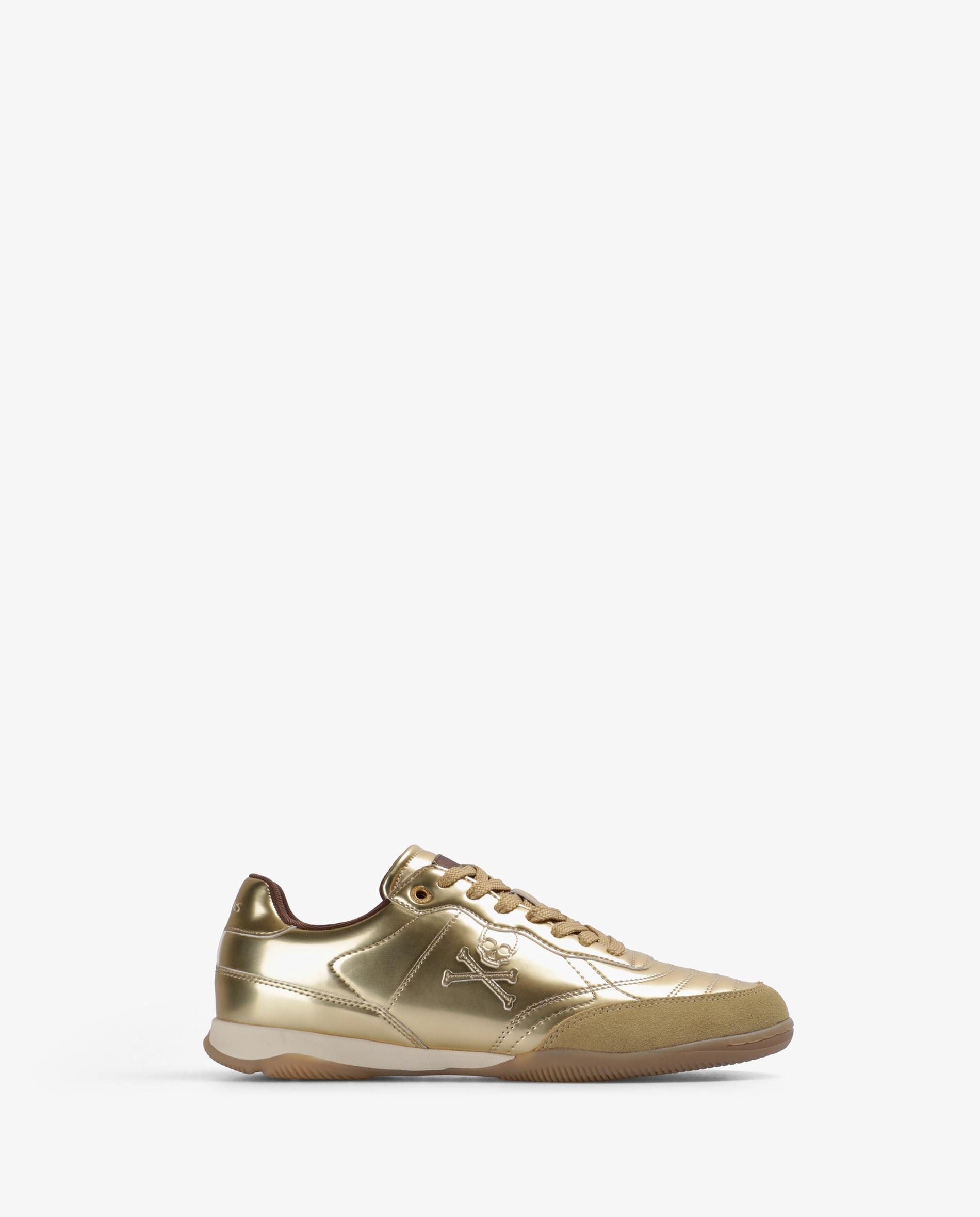 Scalpers - Zapatillas retro de mujer metalizadas con cordones a tono.
