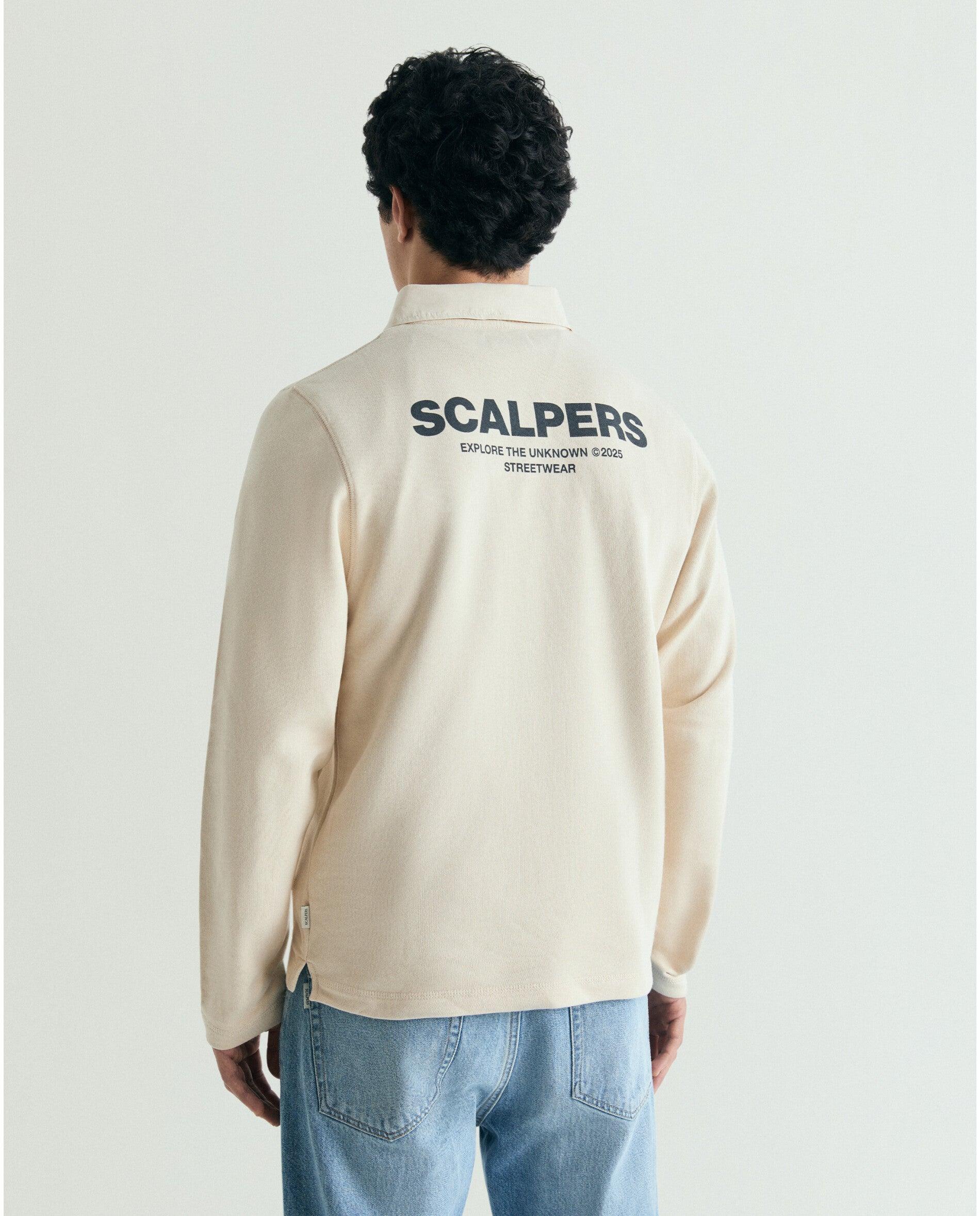Sudadera de hombre con cuello polo y logo trasero - Scalpers - Beige Beige-2