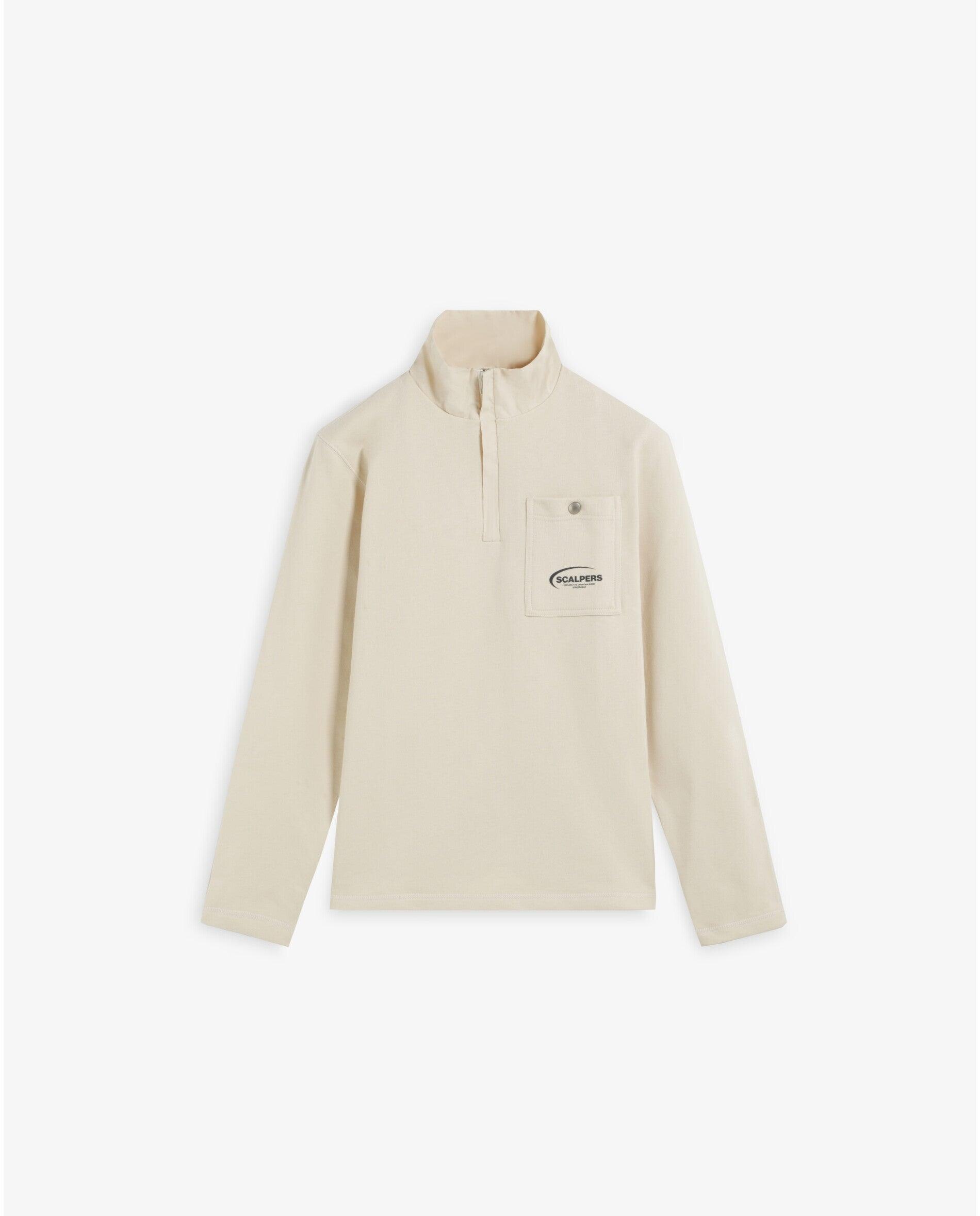Sudadera de hombre con cuello polo y logo trasero - Scalpers - Beige Beige-4