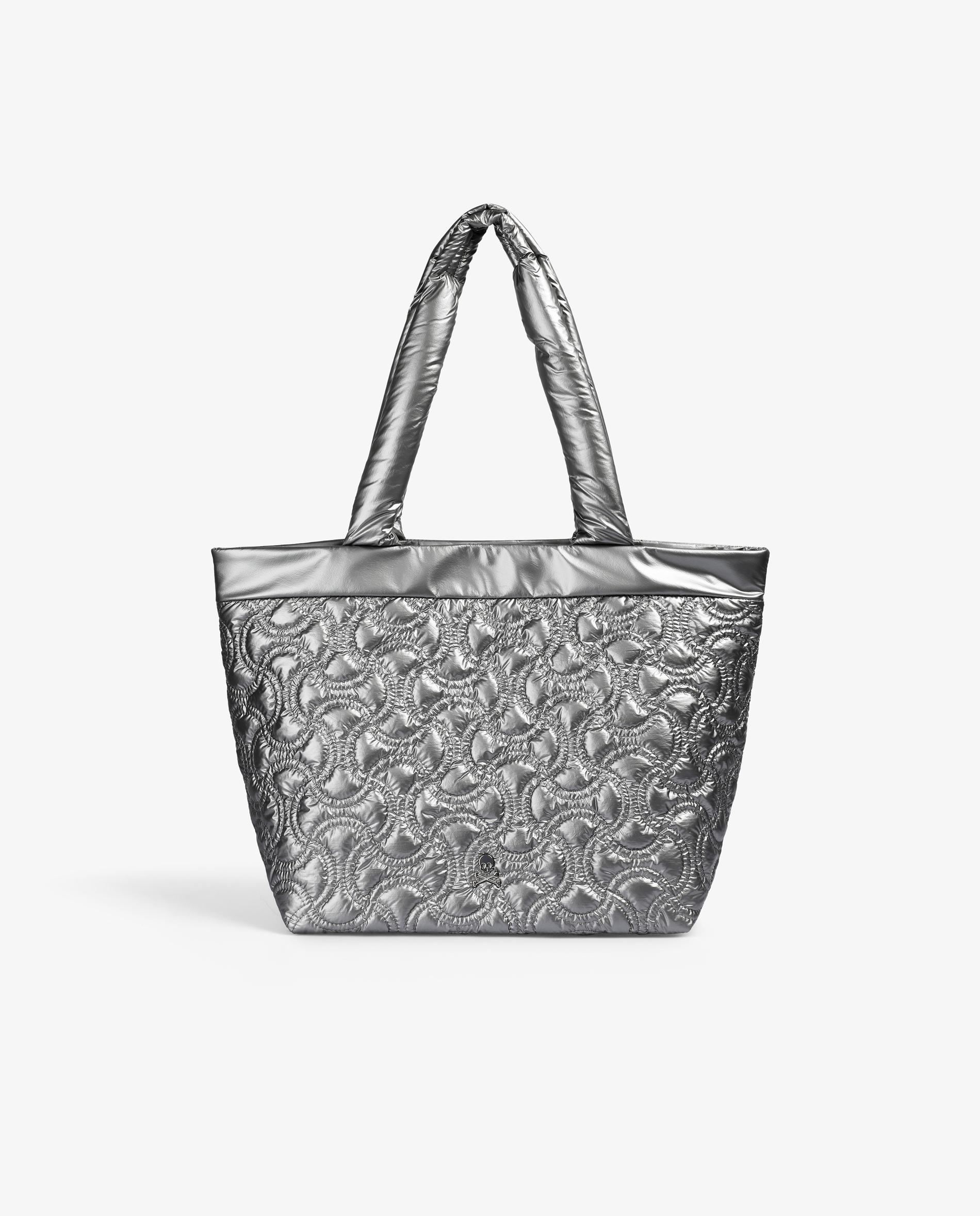 Shopper acolchado de doble asa con botón imantado - Scalpers - Plata Plata-1