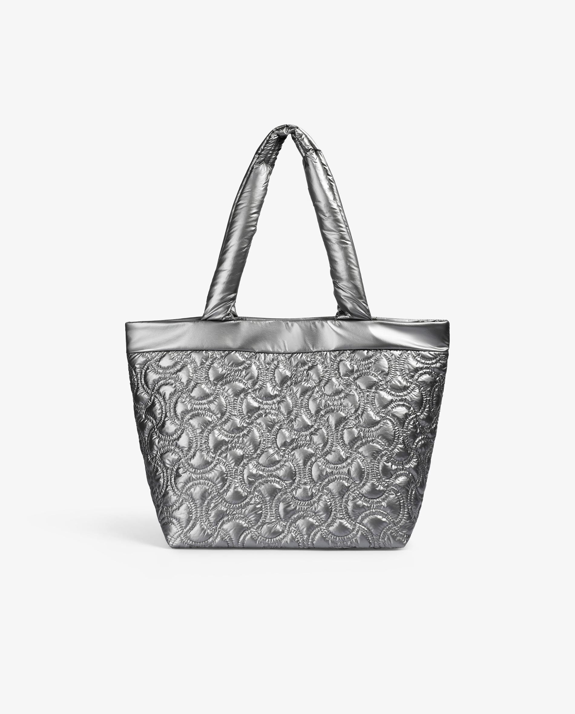 Shopper acolchado de doble asa con botón imantado - Scalpers - Plata Plata-3