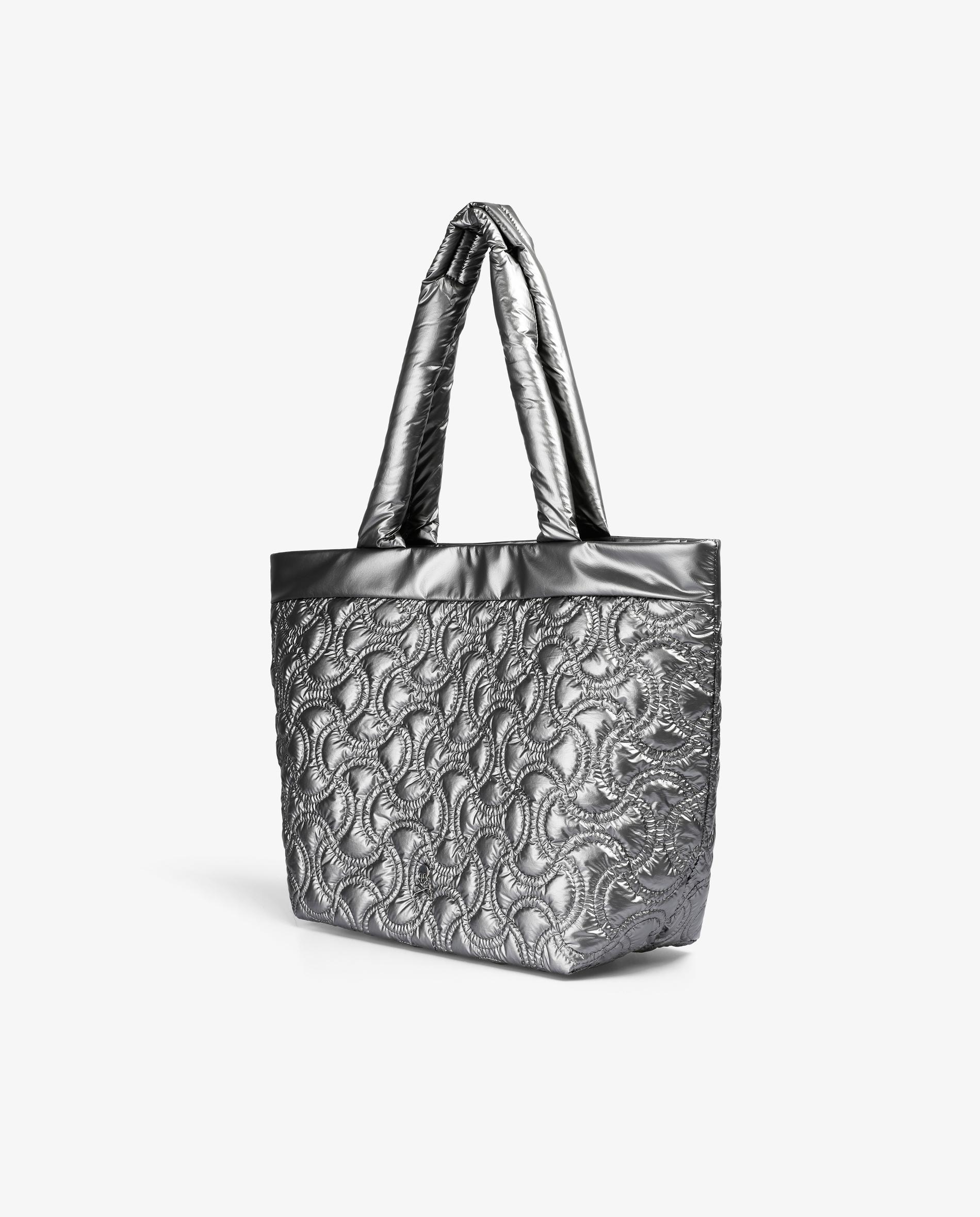 Shopper acolchado de doble asa con botón imantado - Scalpers - Plata Plata-2