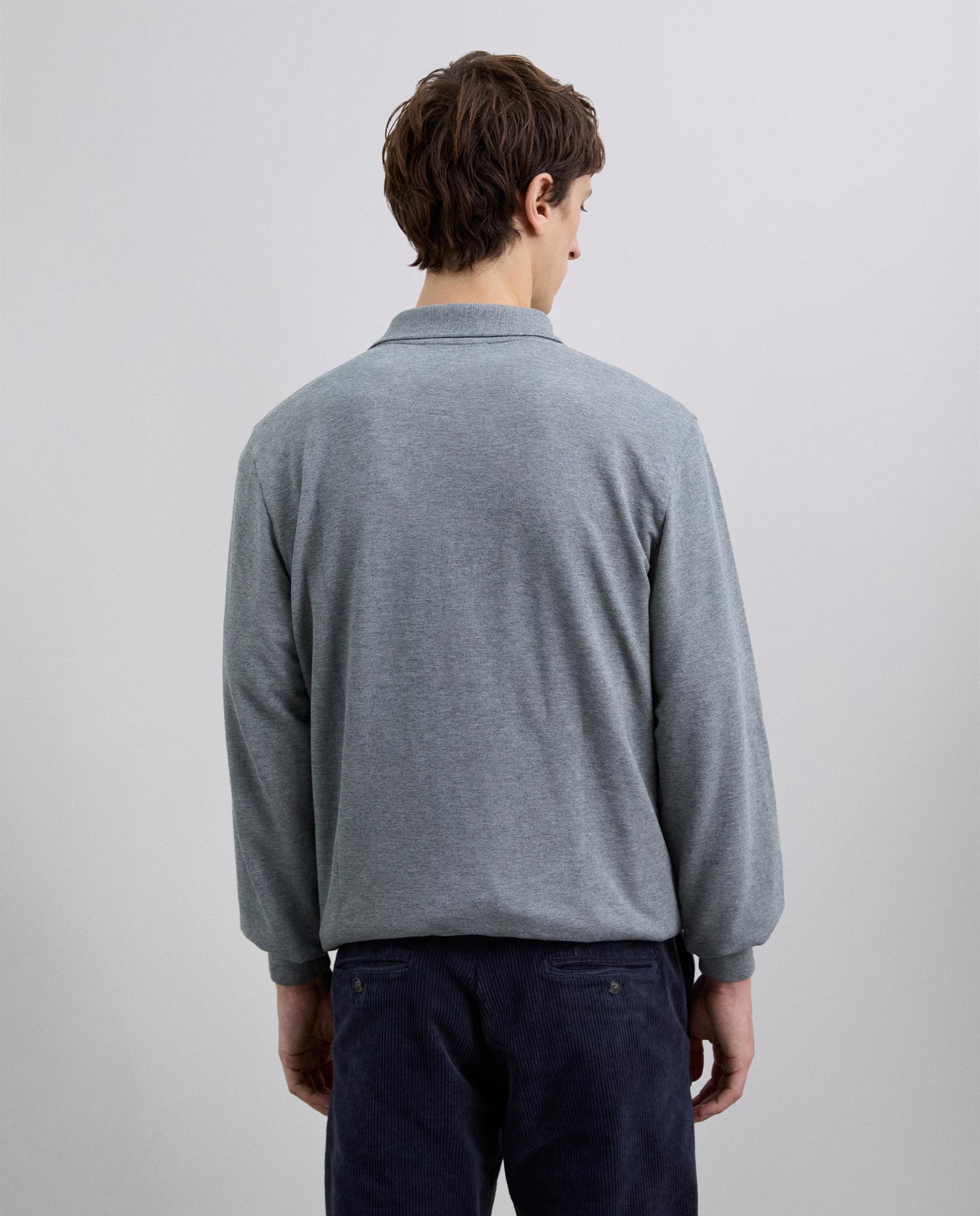 Polo de manga larga de hombre 100% algodón con puños elásticos - Scalpers - Gris Gris-2