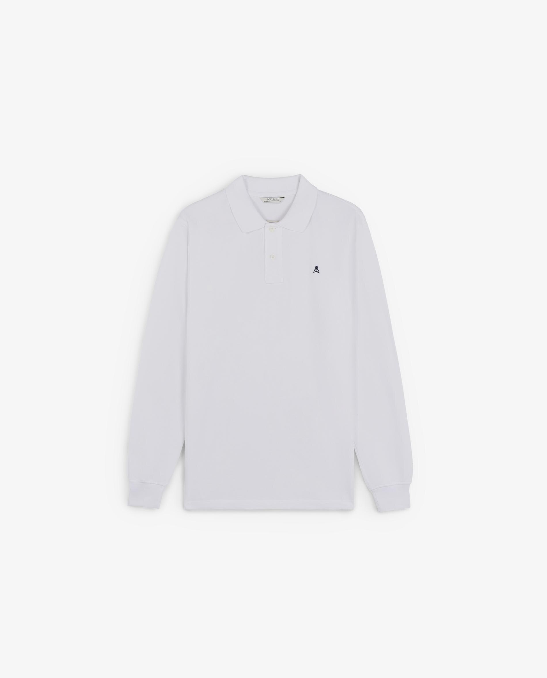 Polo de manga larga de hombre 100% algodón con puños elásticos - Scalpers - Blanco Blanco-6